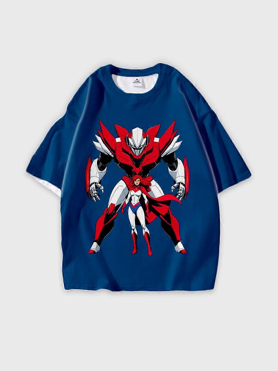 T-shirt round neck book Characters Pattern loose short sleeve E1617