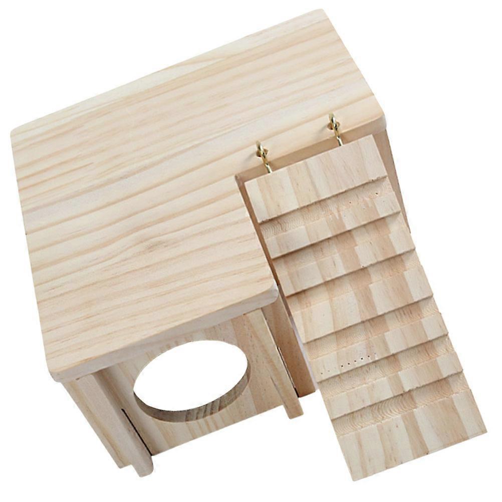 1 Set Wooden Hamster Habitat Guinea Pig Hideout Mouse Wood House Rat Toy
