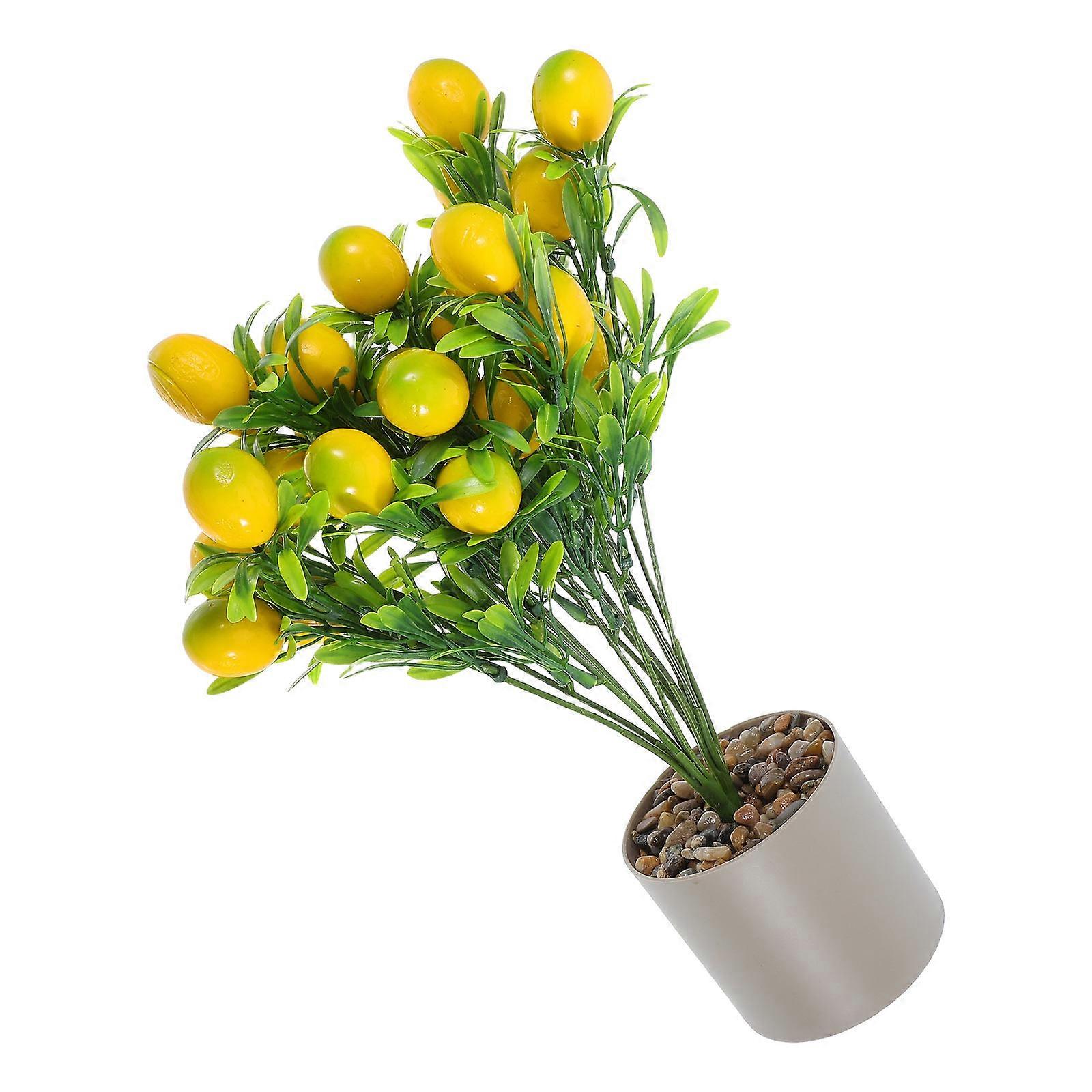Dekoratif Yapay Limon Ağacı Plastik Köpük Ev Dekorasyonu Mutfak Ofis Banyosu Için Gerçekçi Görünüm 1 Adet