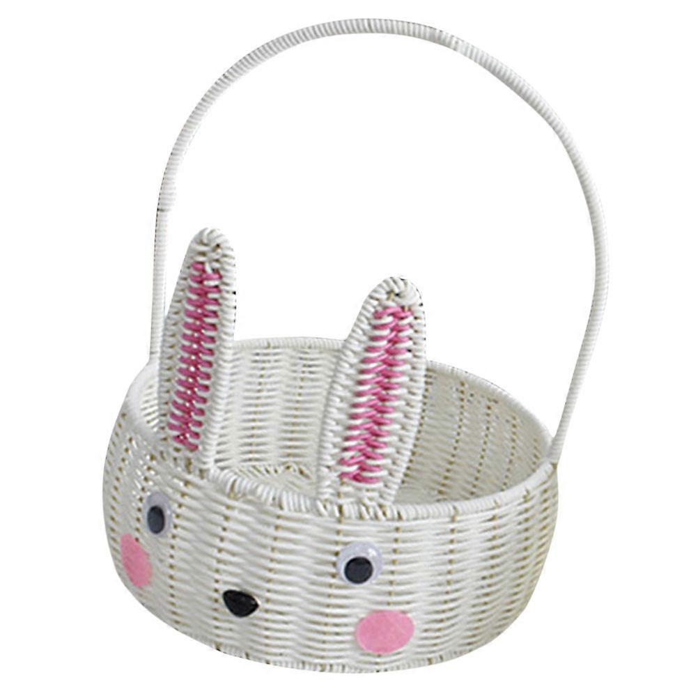 MLINS Woven Picnic Basket Handheld Food Basket Rabbit Decor Bunny Flower Basket 1 Set