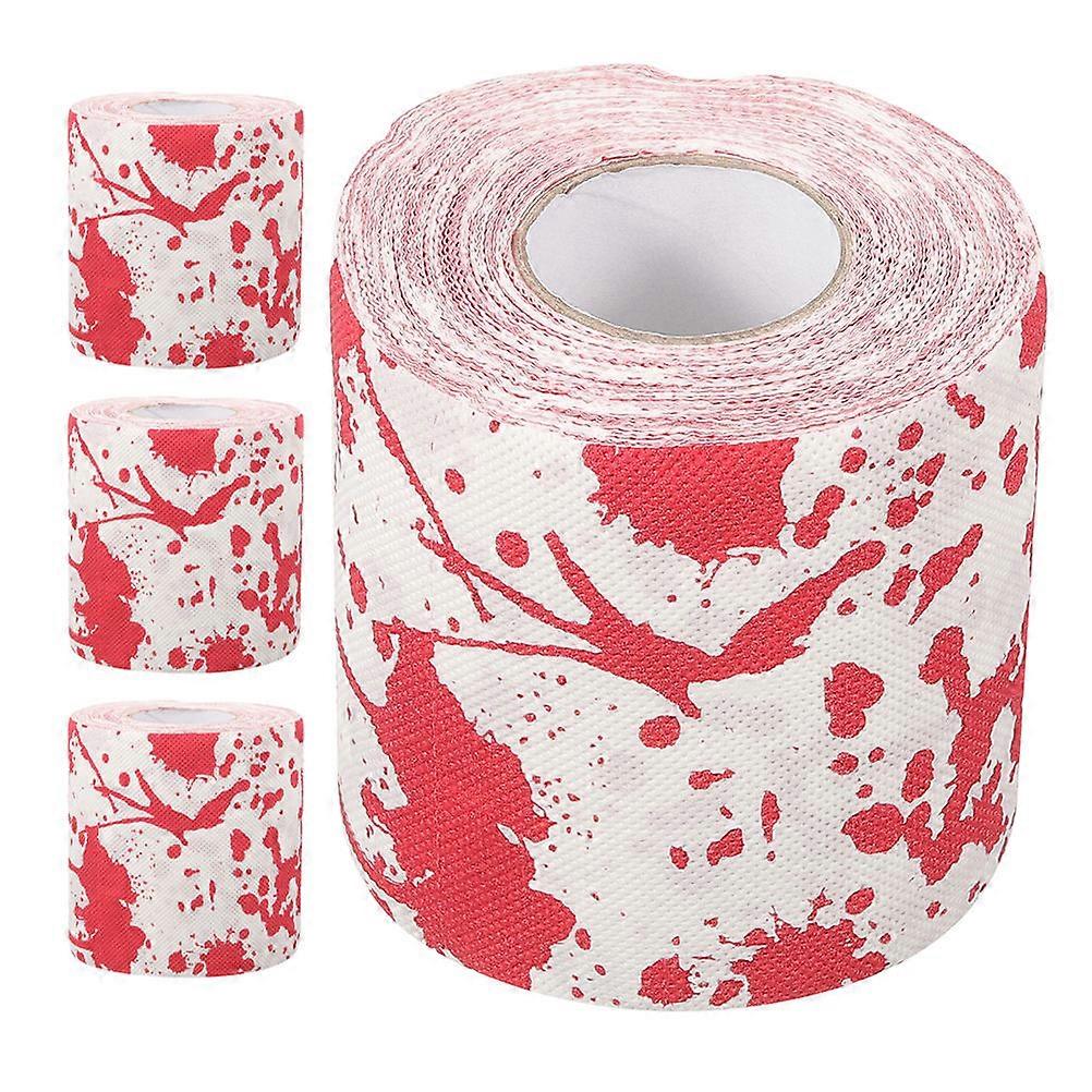 Halloween Toilet Paper 4 Rolls of Soft, Strong, High Absorbency Bathroom Tissue with Festive Bloody Handprint Design for Party and Home Use