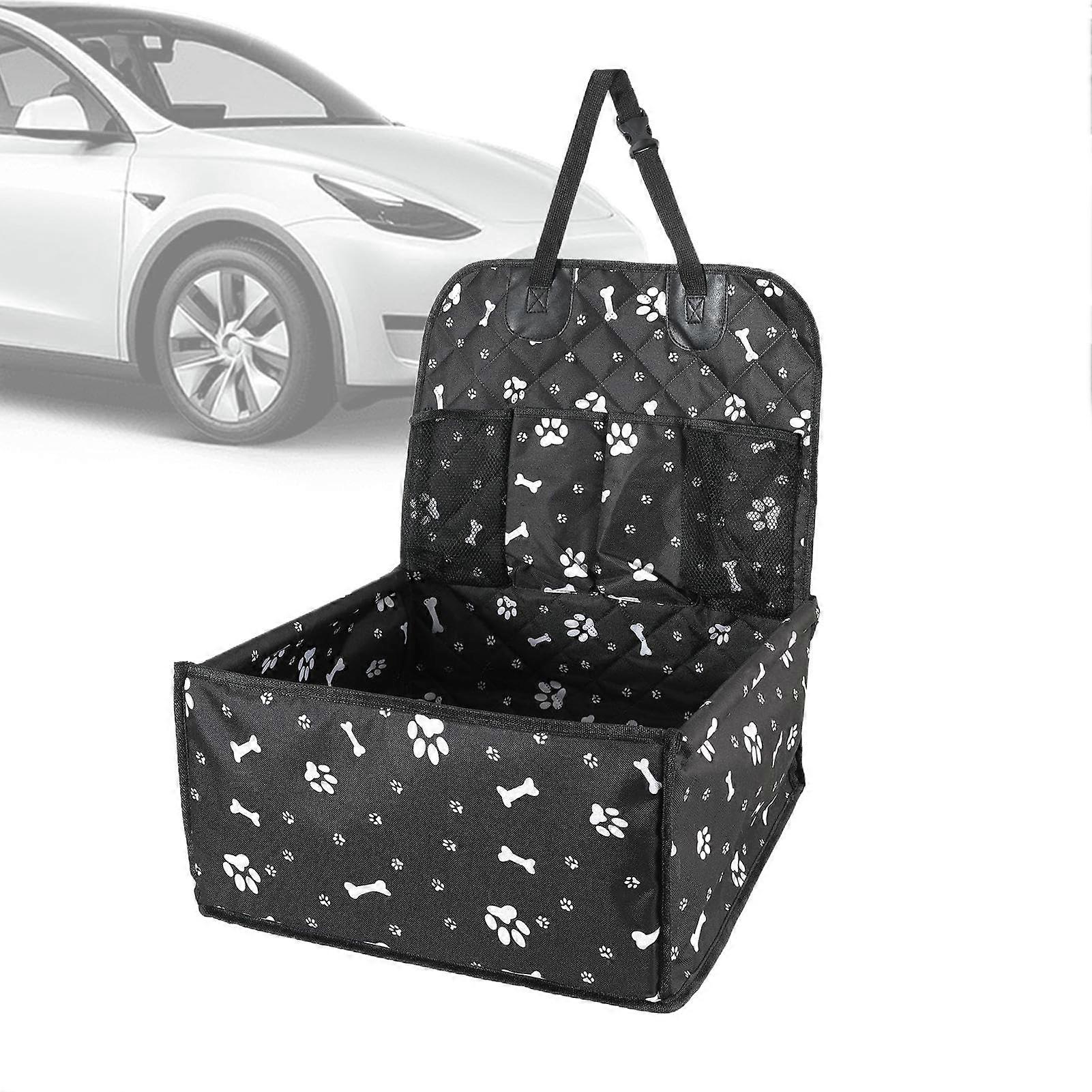 Waterproof Dog Car Seat Carry Bag with Adjustable Strap, Pockets, Black