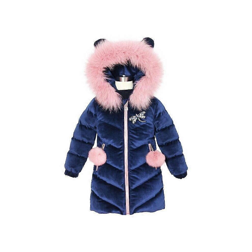 Barn Flickor sammet Vinterjackor Huva Kappor Varma ytterkläder