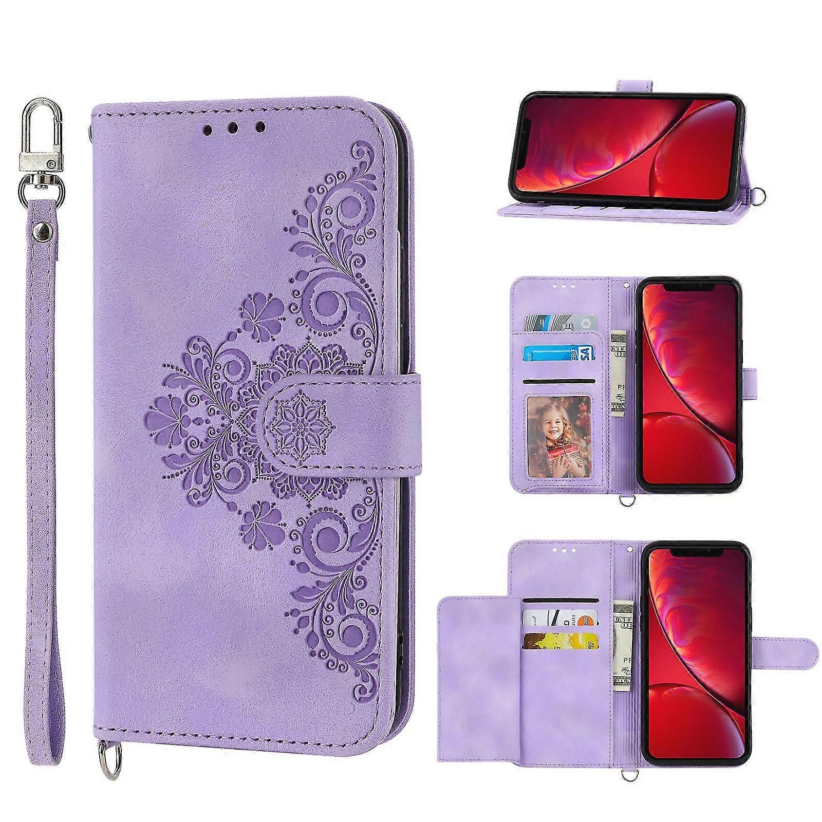 For iPhone Xr Case, Leather Wallet Flip Case With Strap