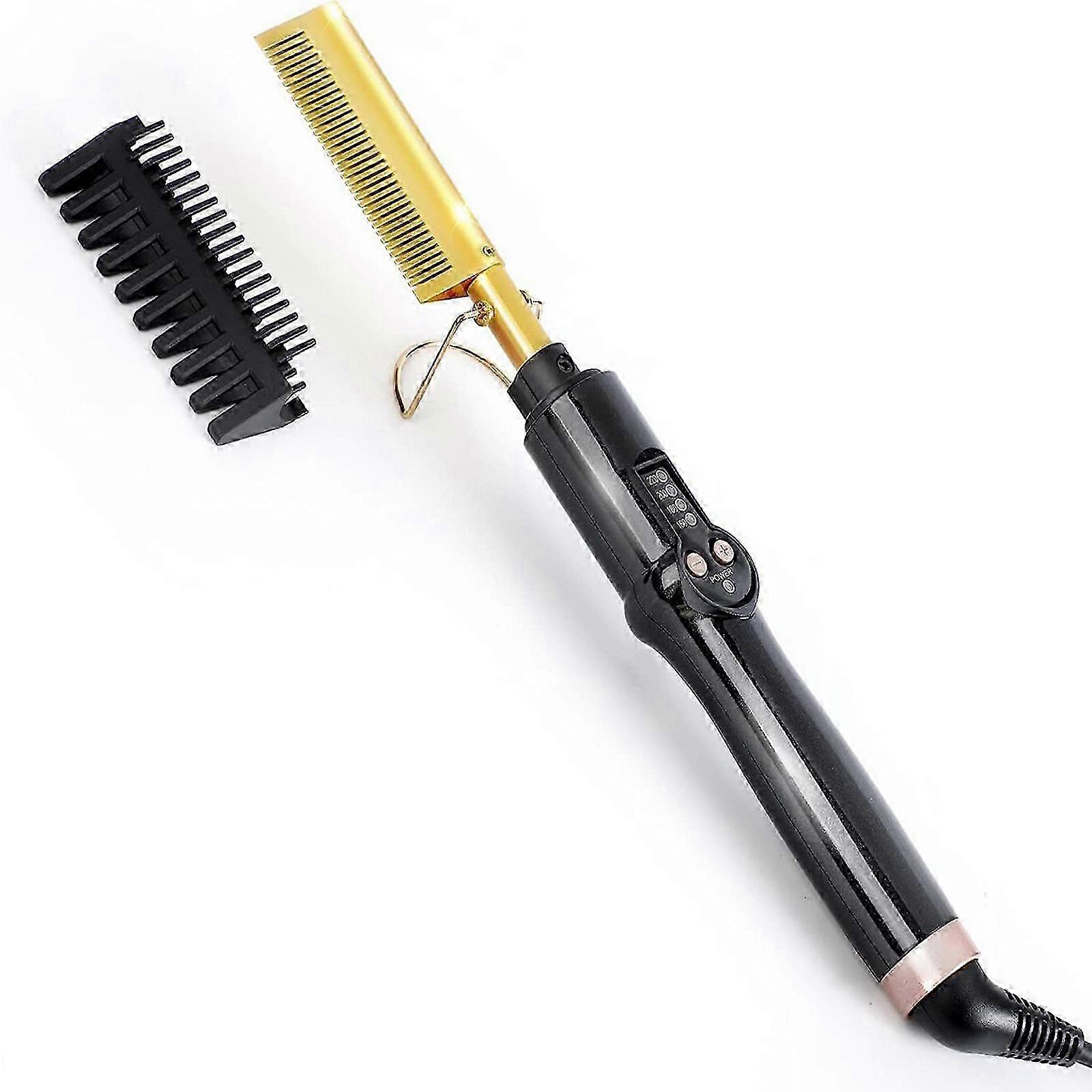 ホットコームストレートナー、セラミック電気ホットコーム、電気ストレートコーム、片面セラミックひげストレートヘアアイロンブラシ