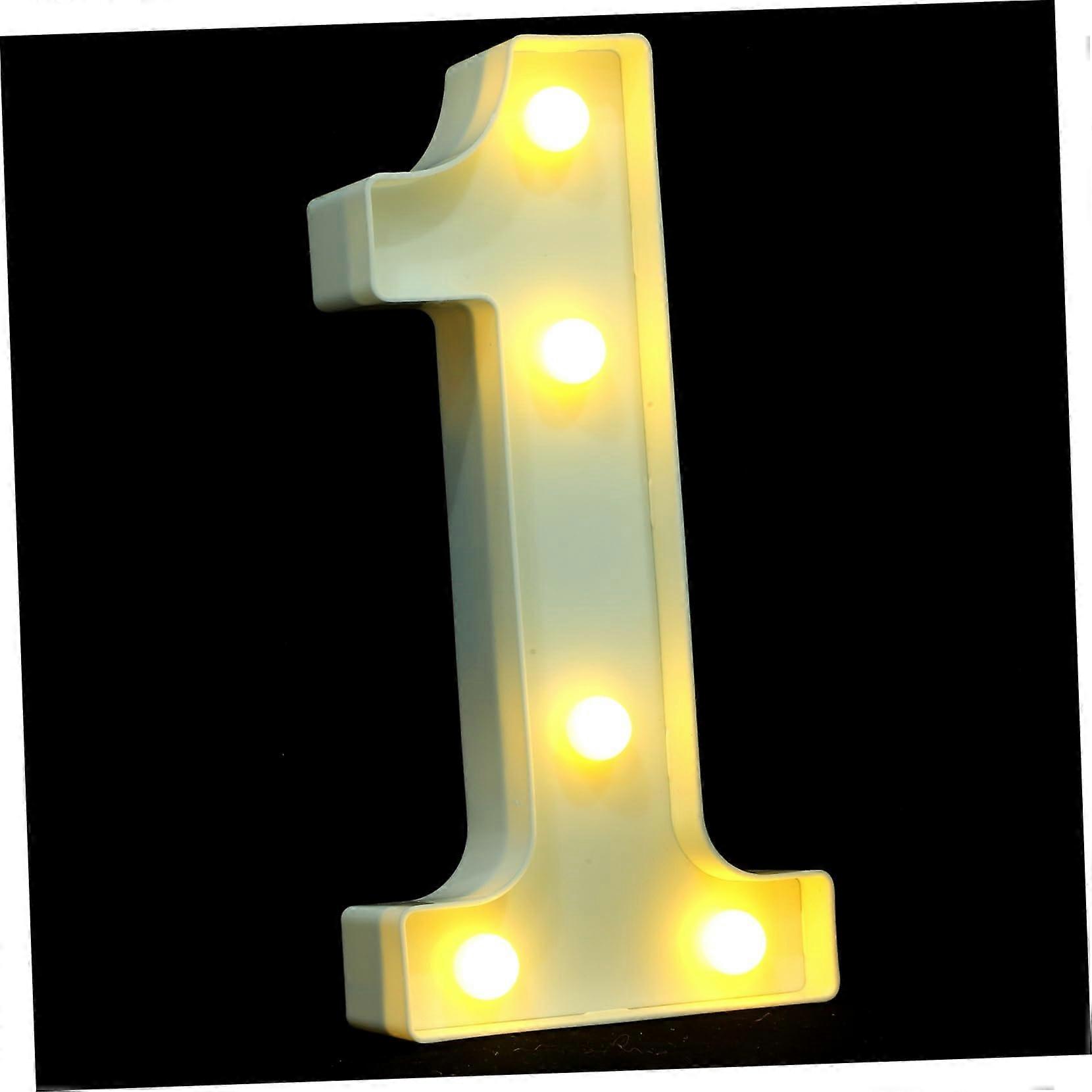 Neon LED Light Sign - Large Backlit Solar Illuminated House Numbers, White Plastic Marquee Number Bulb