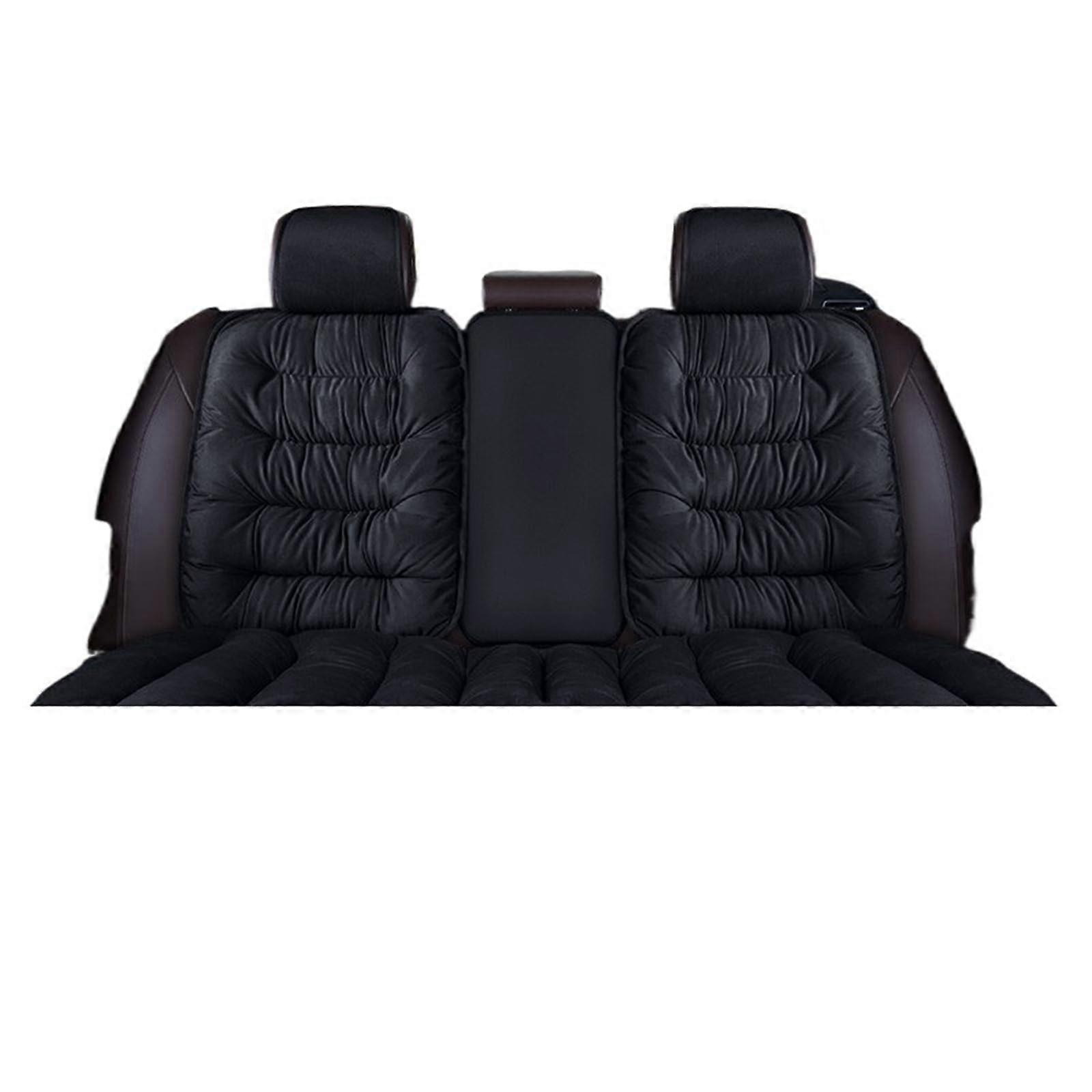 Warm Car Seat Cushion for Winter, Front Single Seat and Back Seat Cushion, Plush Backrest Seat Pad for Car, Black Color