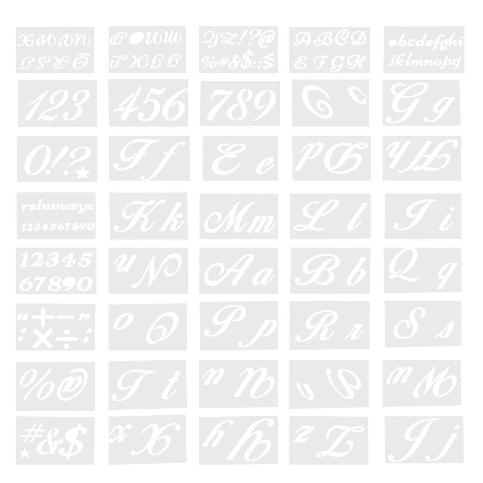 40pcs White Plastic Letter Stencils for DIY Crafts Durable Wall Drawing Templates