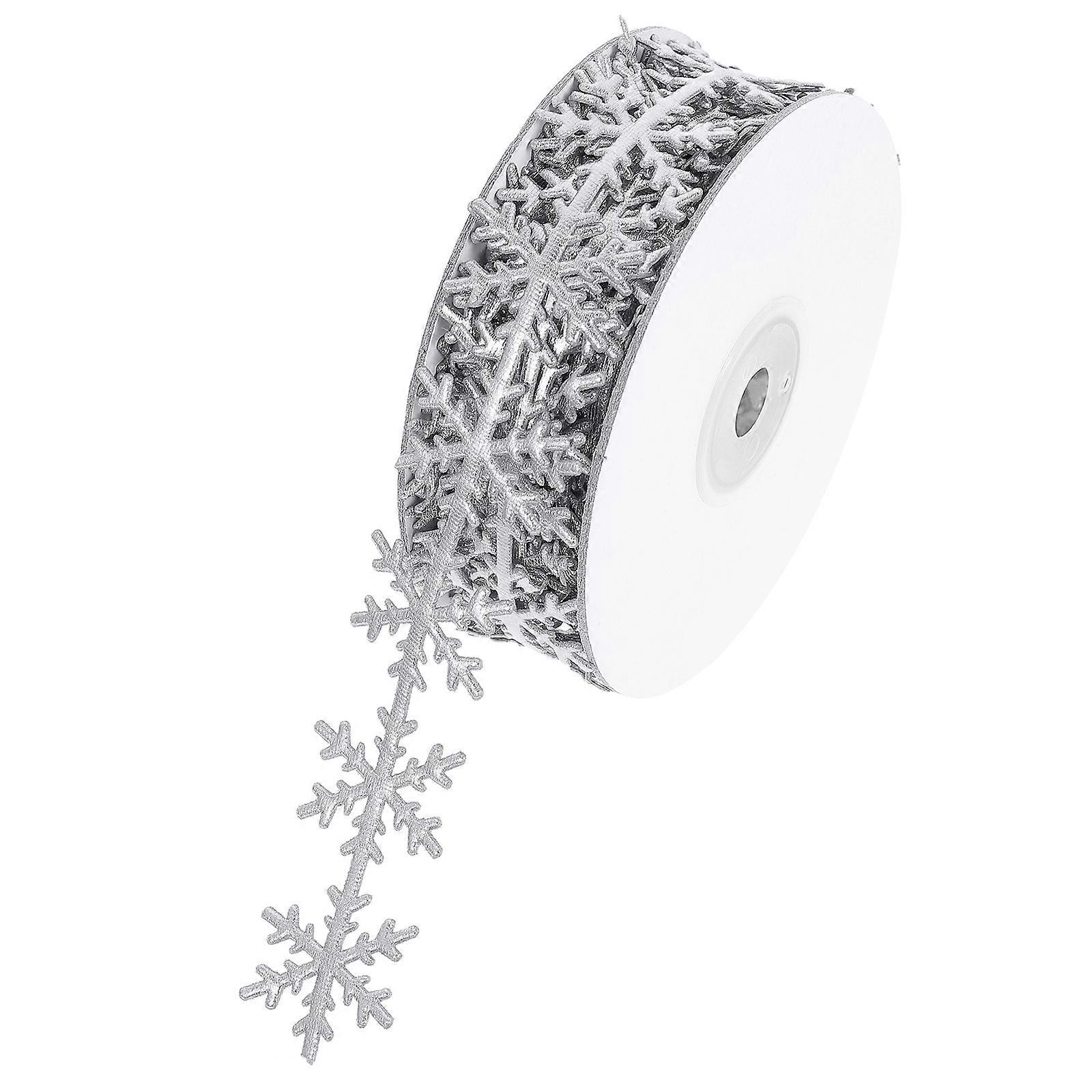 Polyester Silver Snowflake Ribbon for Decor Easy to Use and Store 1pc