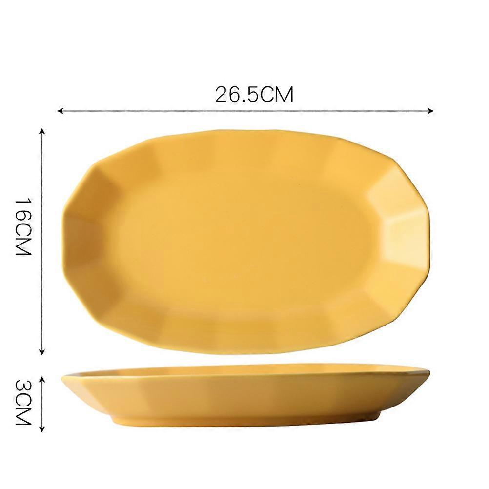 Porcelain Serveware Platter Stylish Ideal For Snack Holding Home Use 26.5X16X3cm Yellow 1Pack