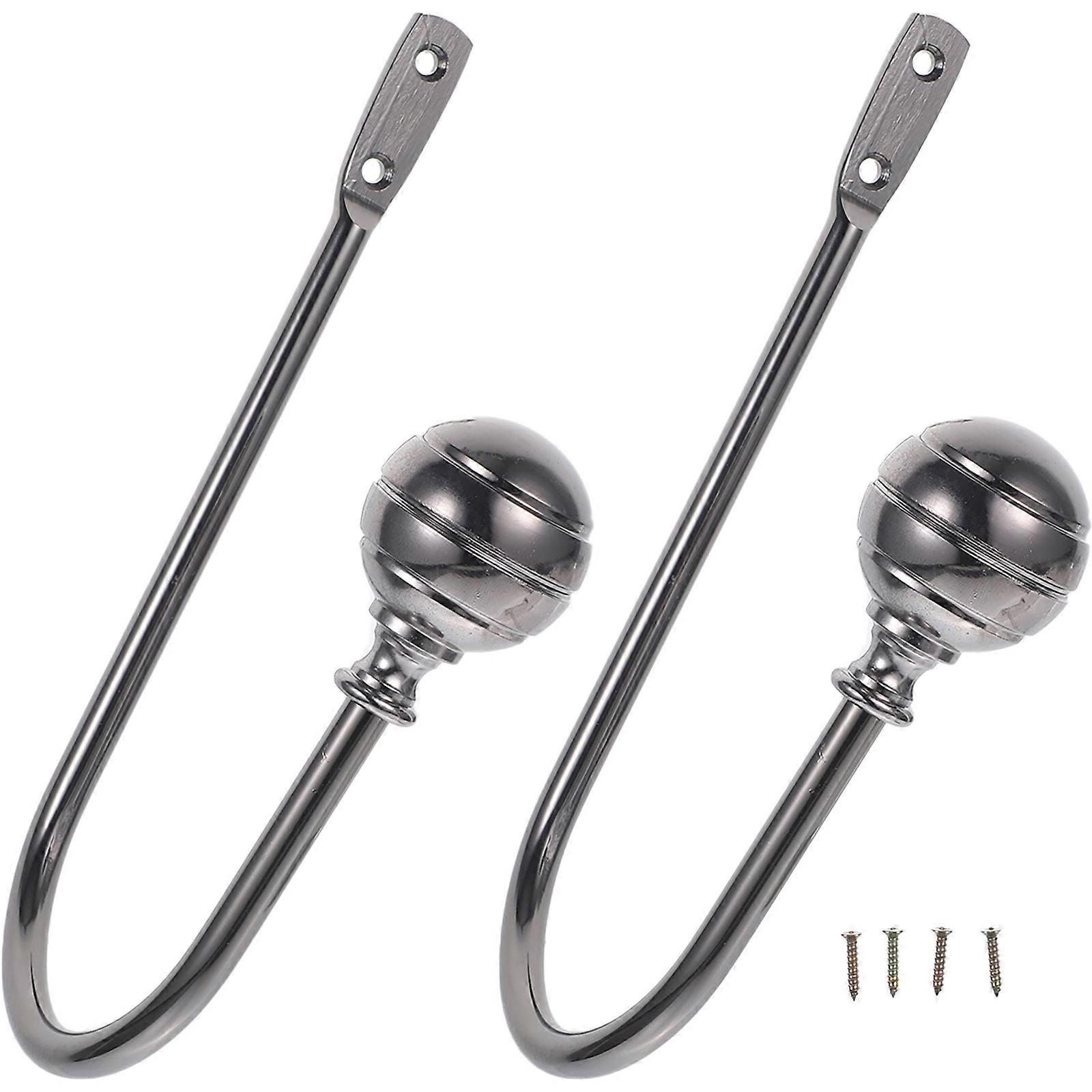 Wall Mounted Curtain Hooks 2Pcs Curved Design Perfect For Bathrooms Closets Easy To Install