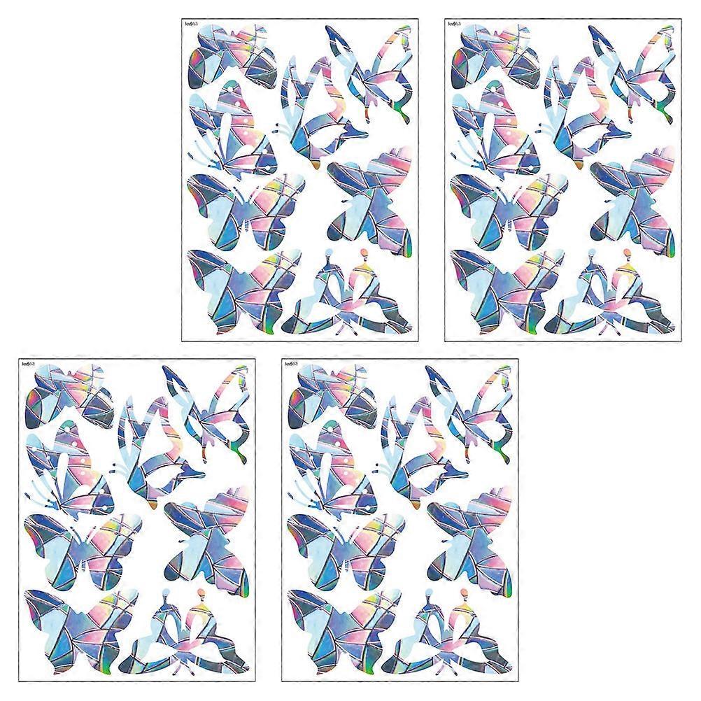 Electrostatic Window Clings 4Pcs Anti-Collision Decoration 30X22Cm Silver For Bird Lovers And