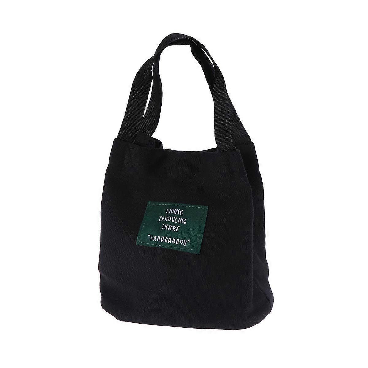 Canvas Handbag Bucket for Articles Storage Black Single Shoulder Bag