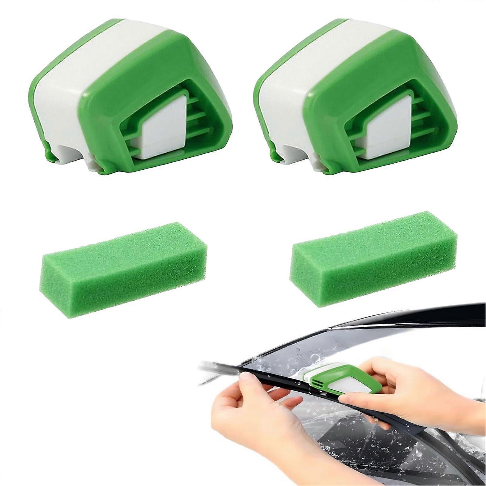 Pack of 2 Windscreen Wipers Cutter Sharpener, 2 Sponges Cleaning Cloths, Car Wiper Recutter