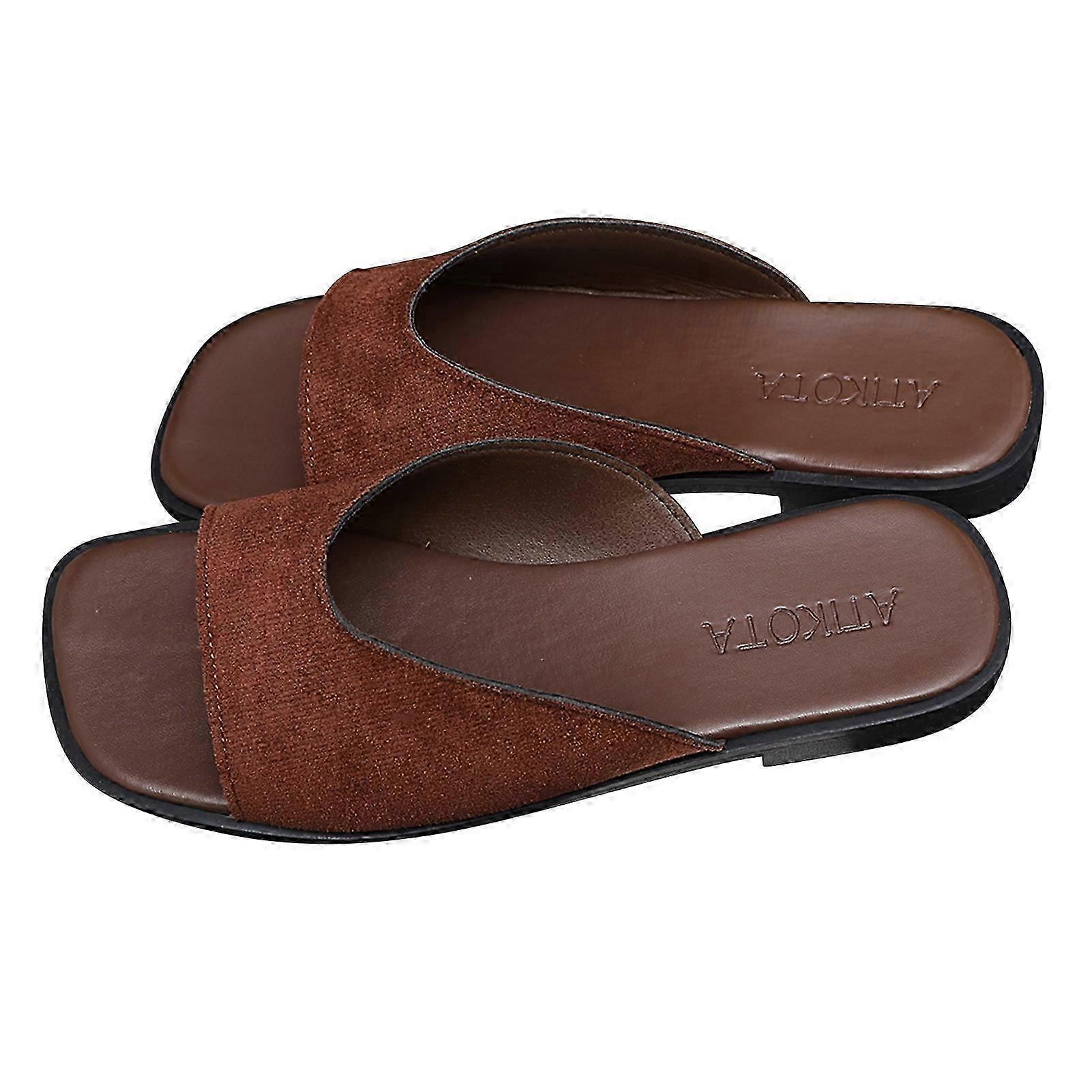 Summer Squared Toe Slippers Lightweight Easy Slip-on Slipper for Party/Holiday/Casual