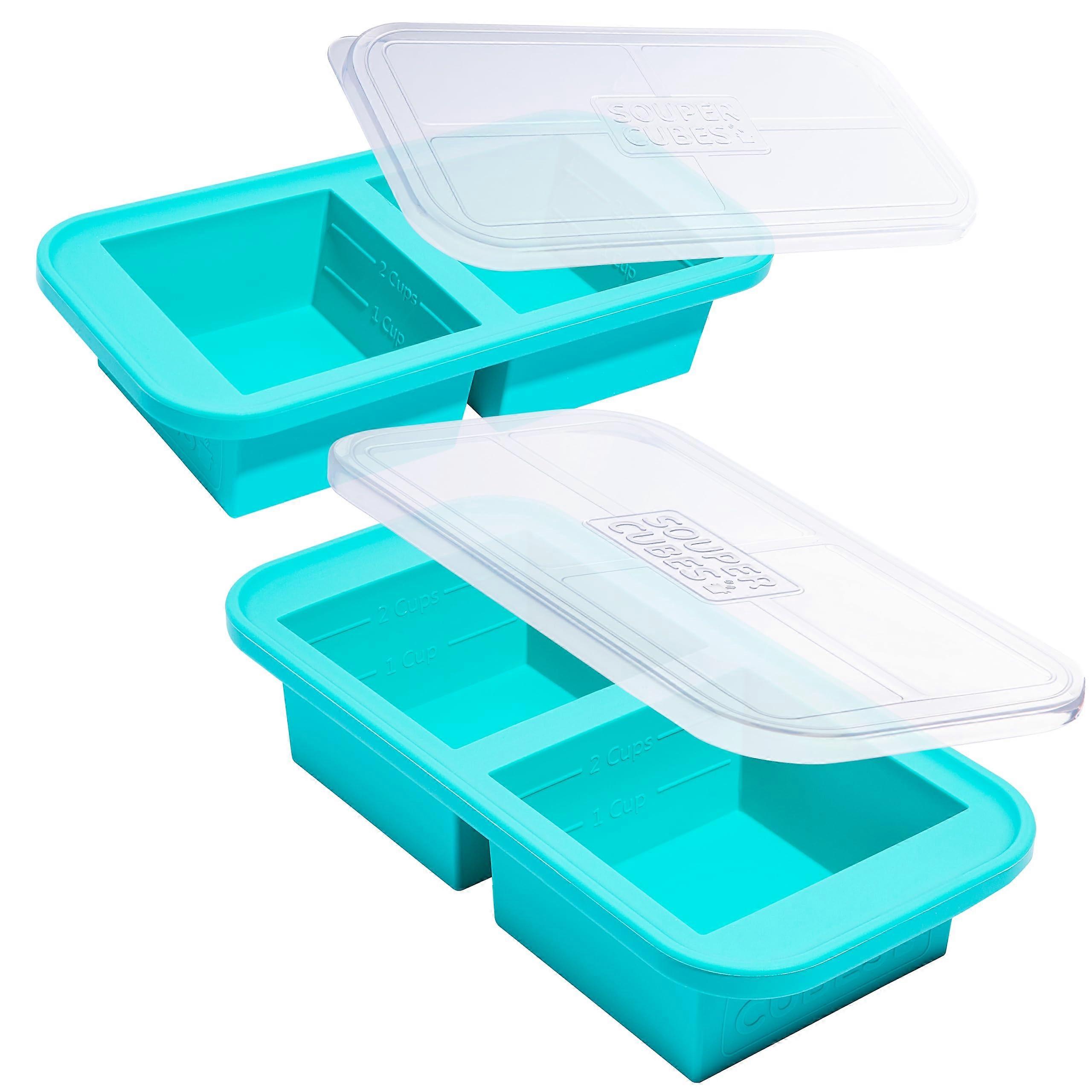 2 Cup/500 mL Large Silicone Freezer Moulds, for Storing Stews, Sauces Aqua 2Pack