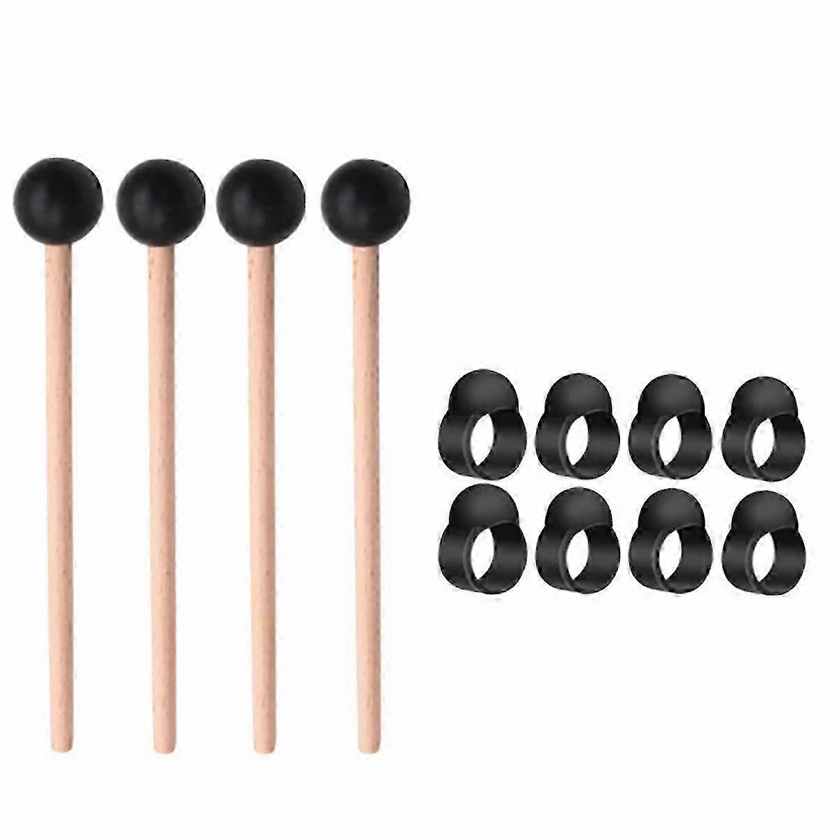8-Piece Steel Tongue Drum Accessory Set with Finger Picks, Sleeves, and 4 Drumsticks for Handpan and Percussion Instruments