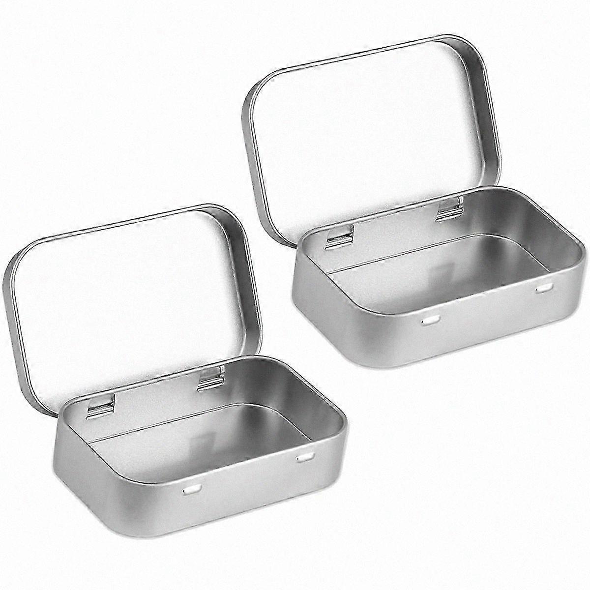 2 PCS Small Storage Box with Lid Rectangular Small Tin Boxes Metal Box with Lid Small Tin Box for H