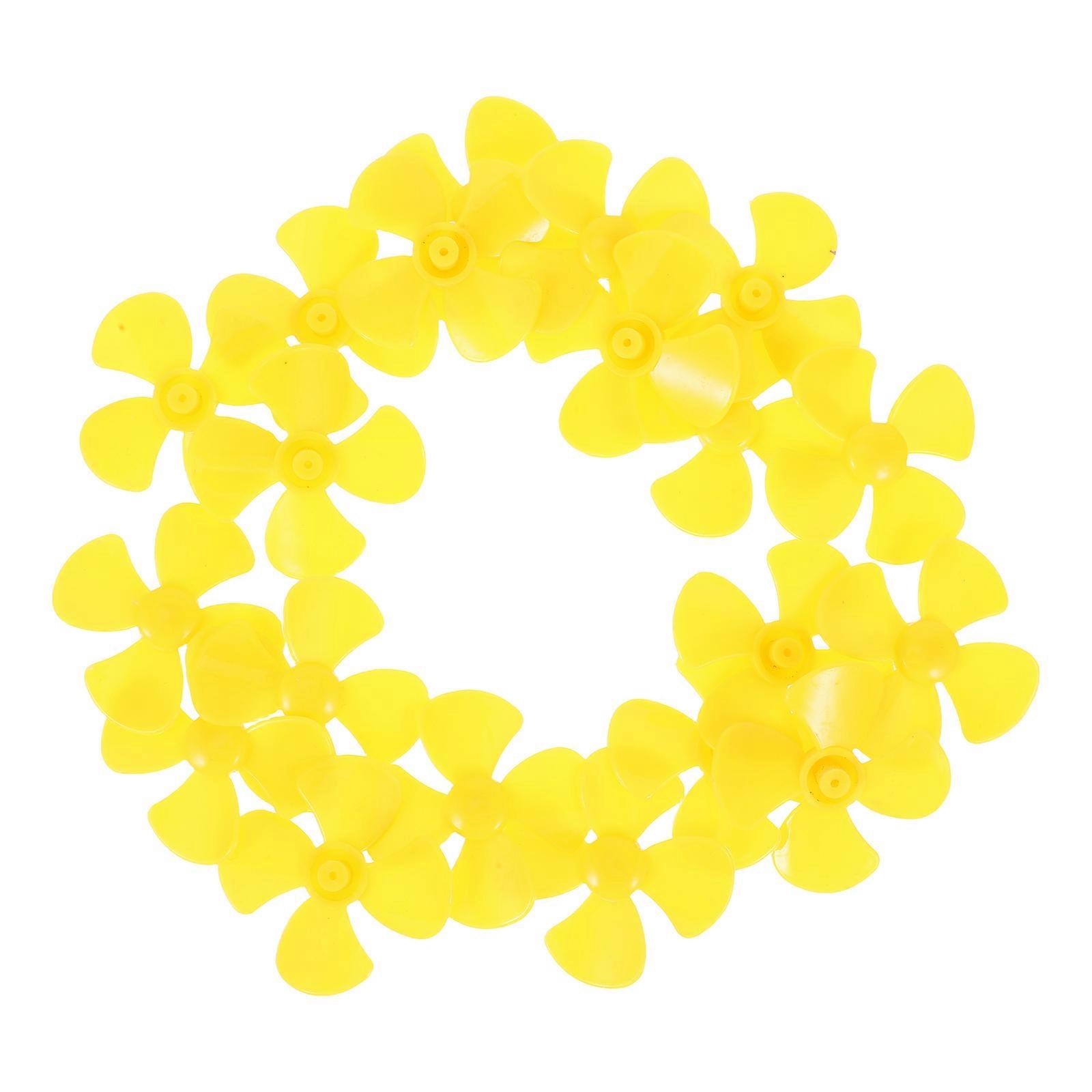 Mini Fan Propellers Micro Propeller Four- Aviation Models for Science Education Plastic Yellow for 20Pcs