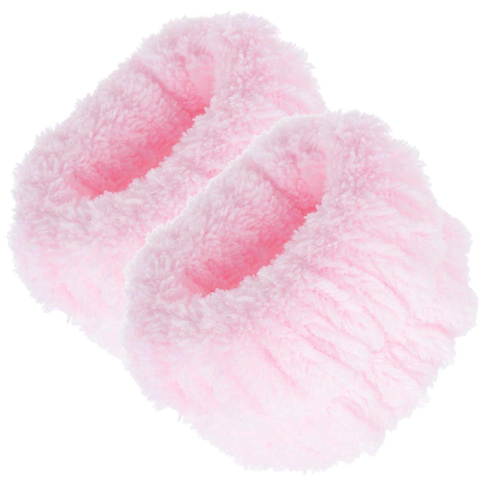 Hairband for Washing Face Pink Flannel Wristbands for Showering Soft Material to Avoid Wetting Clothes 2Pcs