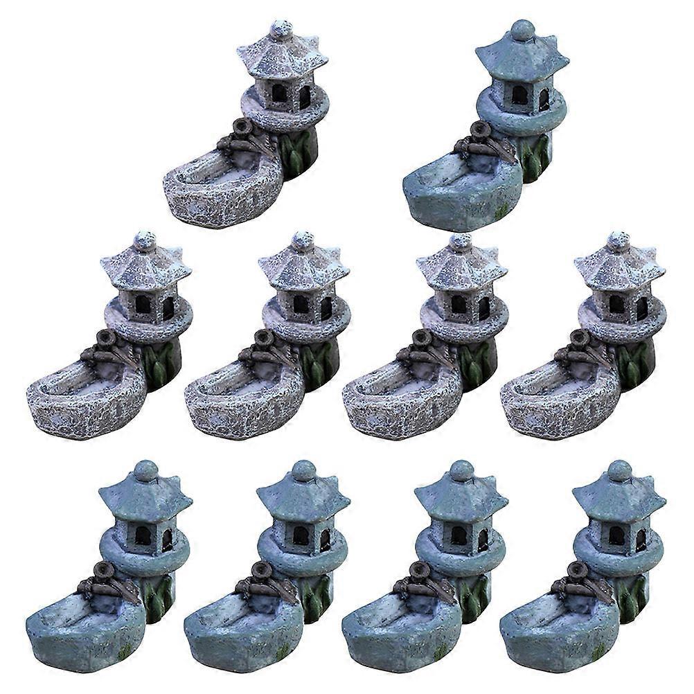 10pcs Miniature Garden Figurines – Tower Pool Lawn Pond Decorative Ornament for DIY Craft, Outdoor Garden, and Photo Props