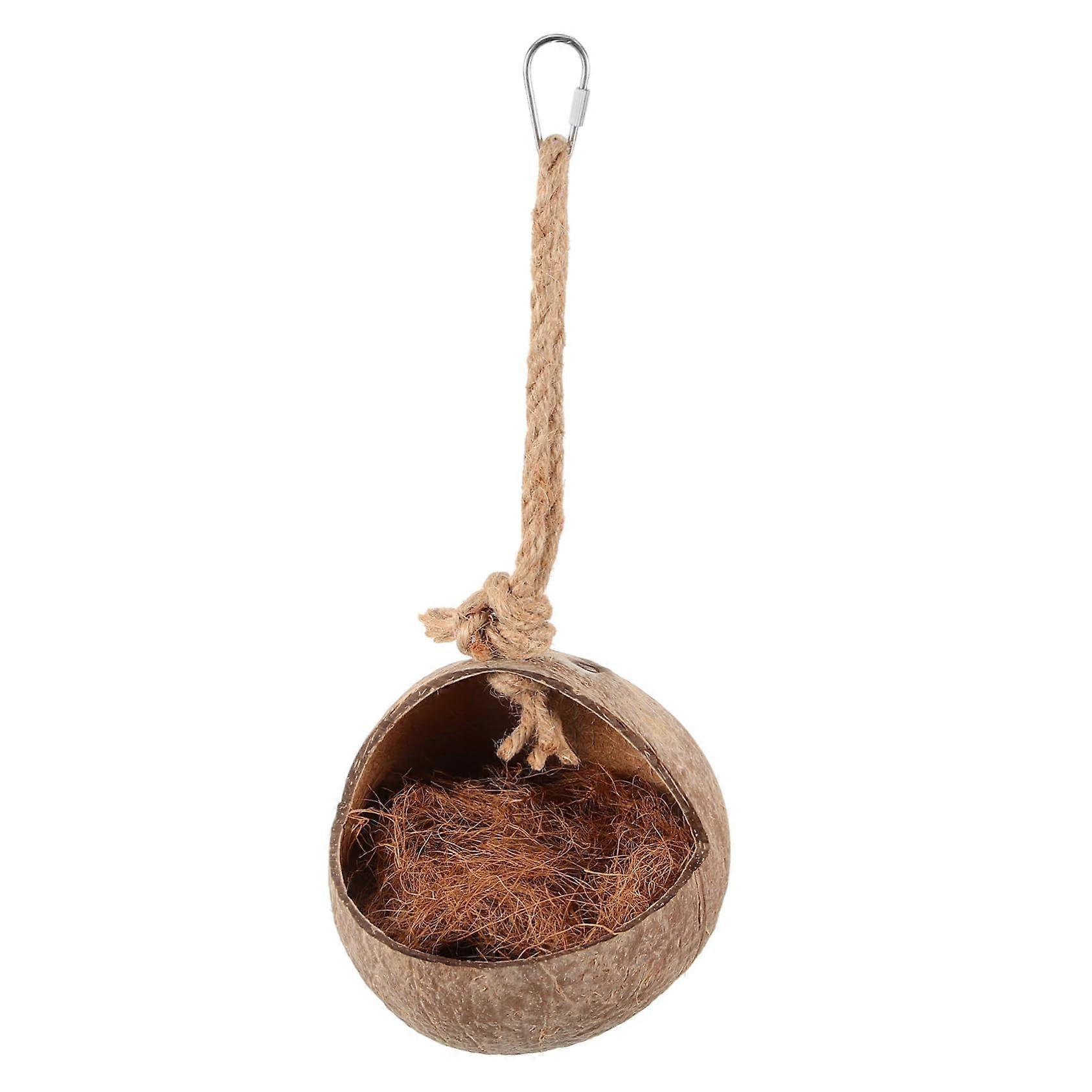 Coconut Shell Bird Nest Toy For Parrots - Coconut Coir Hanging Nest, Size Medium, Durable