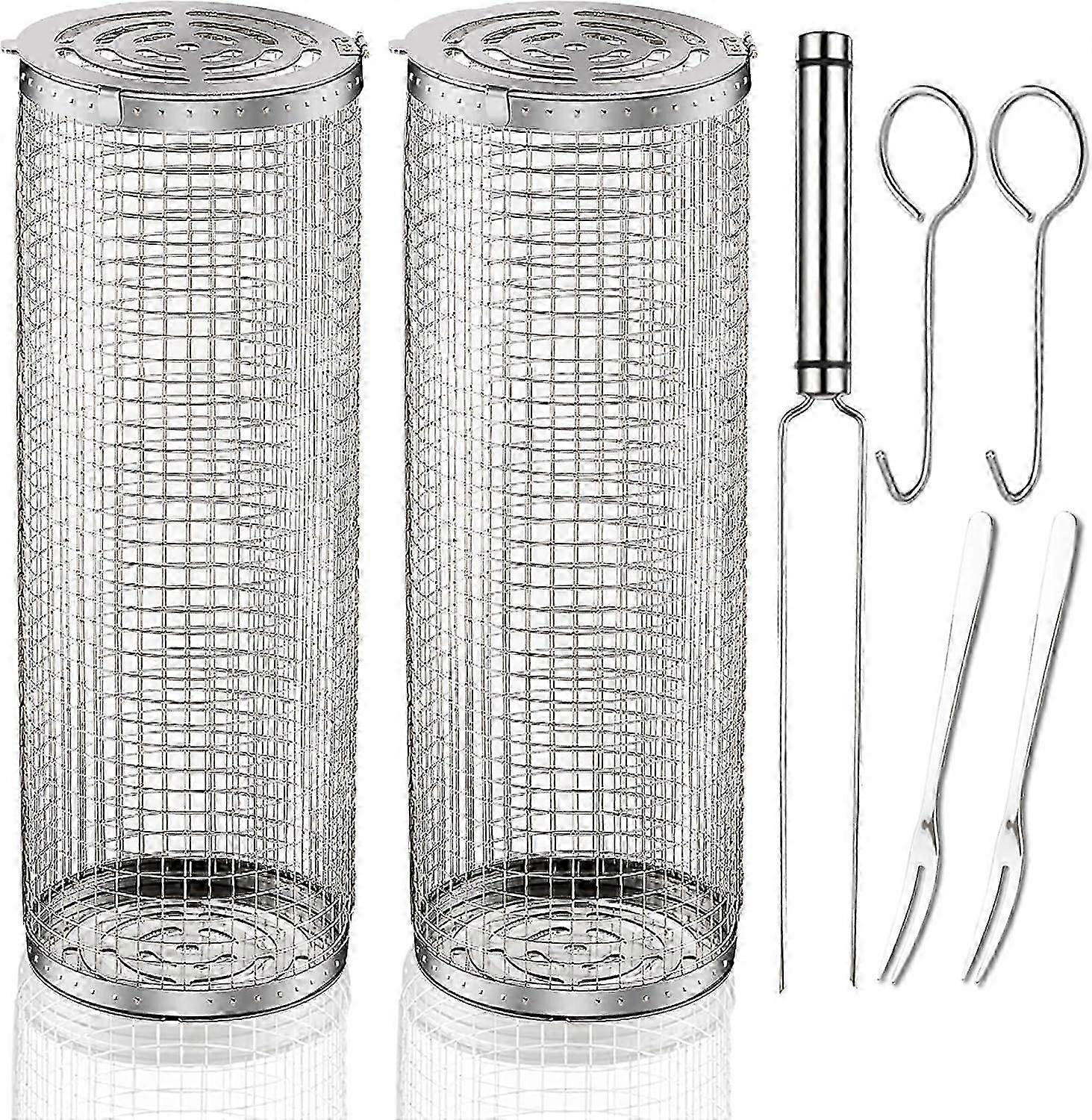 Rolling Grilling Baskets for Outdoor BBq Barbecue