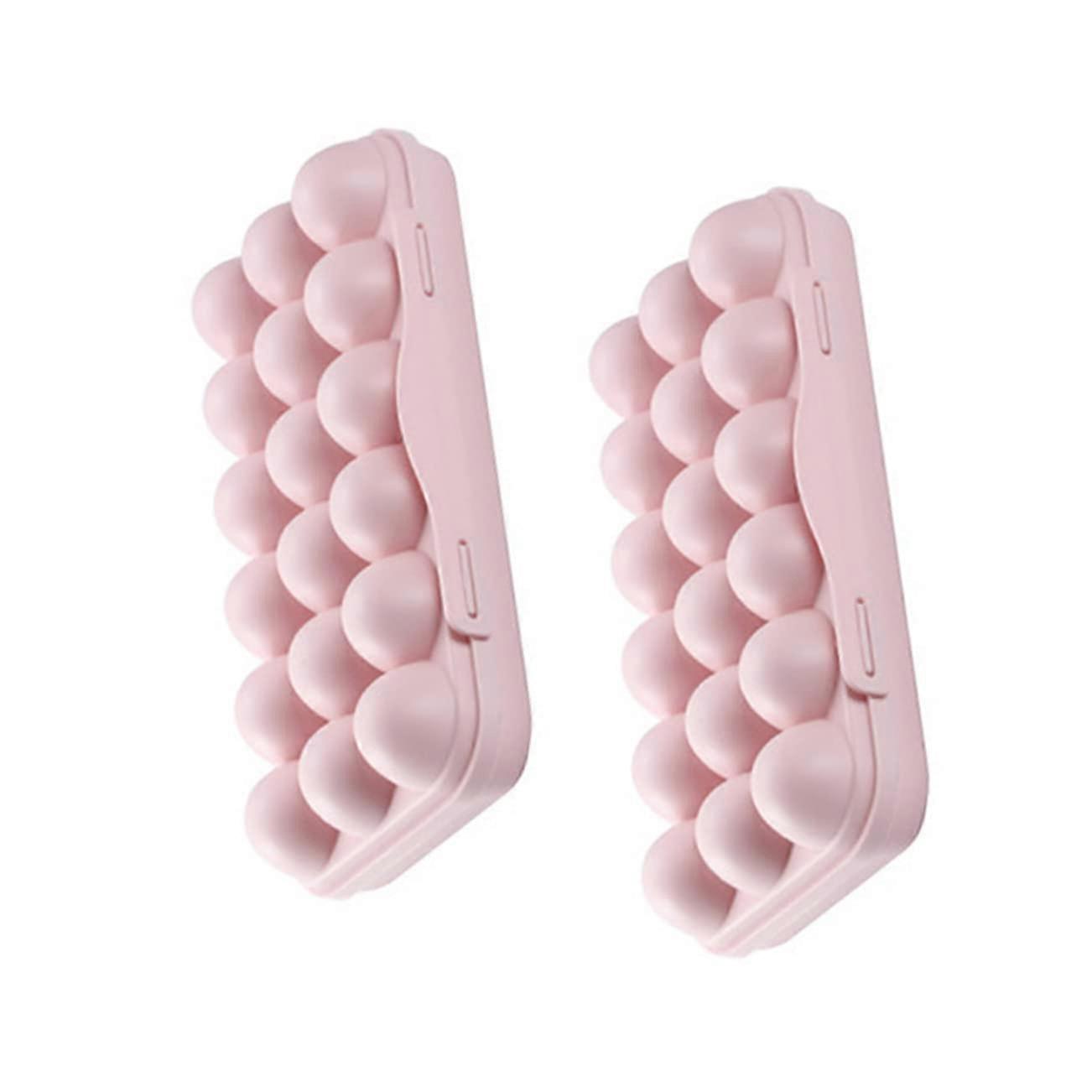2pcs Storage Box Stackable AntiCollision Holder for Refrigerator Shatterproof Practical Kitchen Organizer Pink