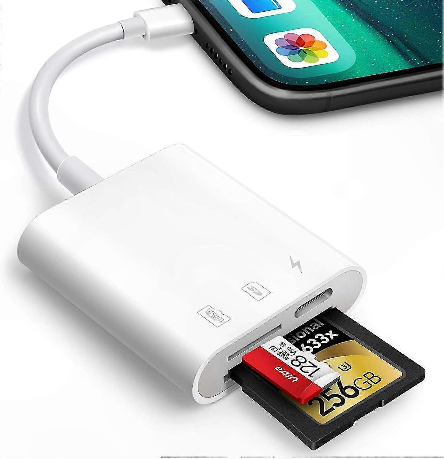 Portable SD Card Reader for iOS Devices, Plug-and-Play Solution for Data Transfer (Reader Only)