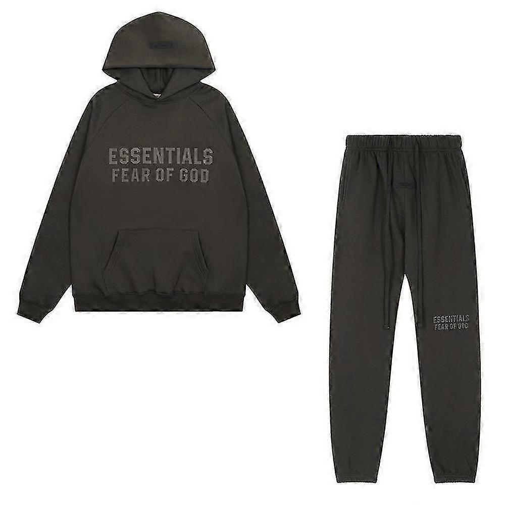 ESSENTIALS 3D Flocking Print Silicone Letter Sweater Jacket & Pants Set for Men and Women