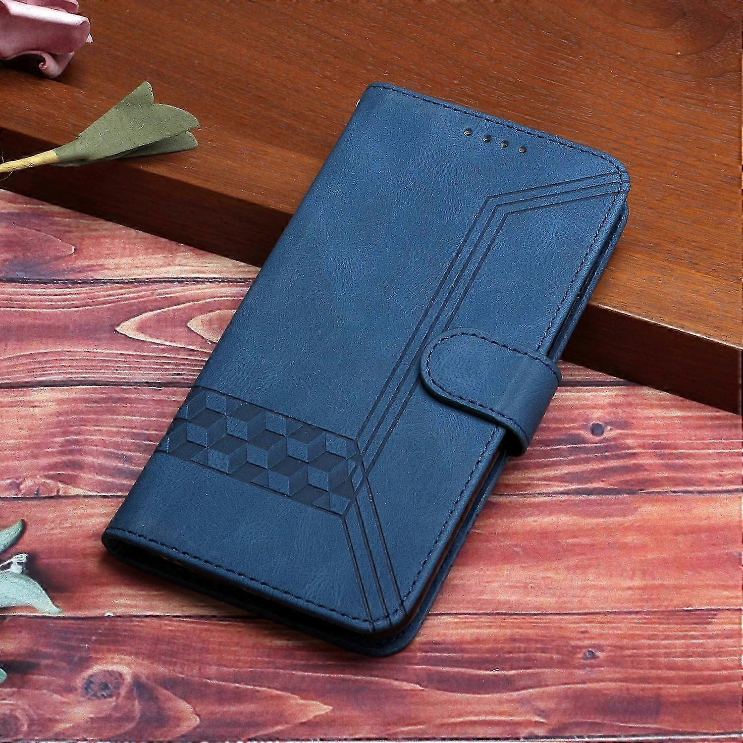 Case For Iphone 13pro Max Dark Blue Striped Leather Honor Flip Card...