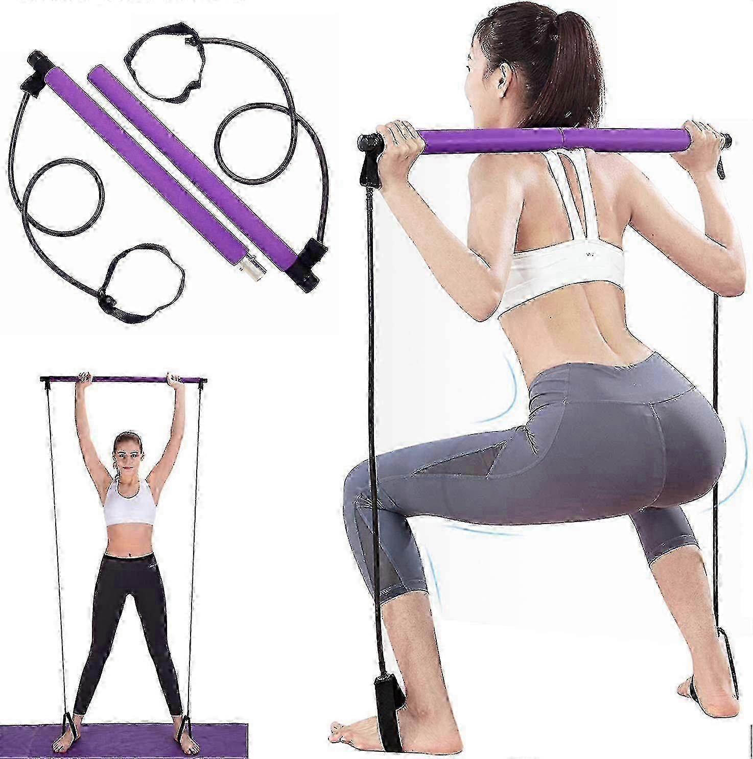 Purple Pilates bar set, suitable for full-body exercise