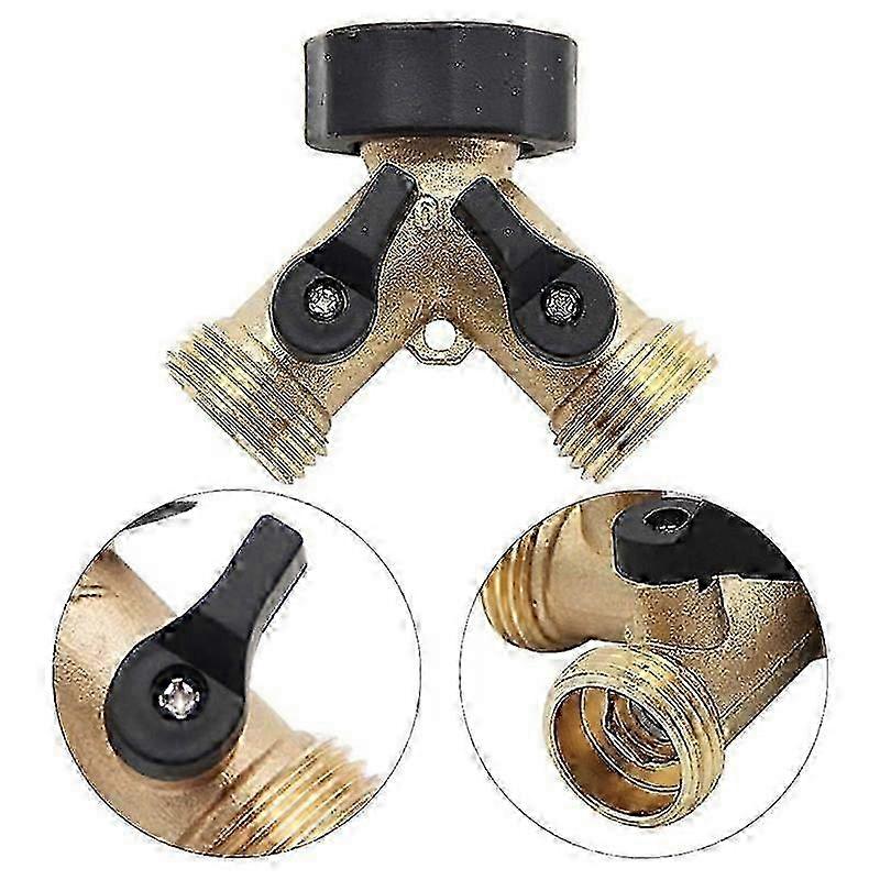 Brass ball valve and three-way distributor, 3/4 thread Y-shaped, corrosion-resistant and easy to install with independent switch