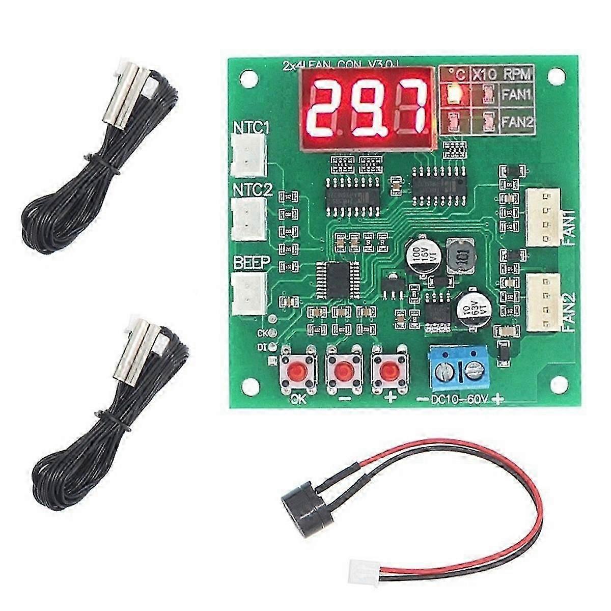 PWM motor controller 12V 24V 48V 2 channel 4 wire with temperature display