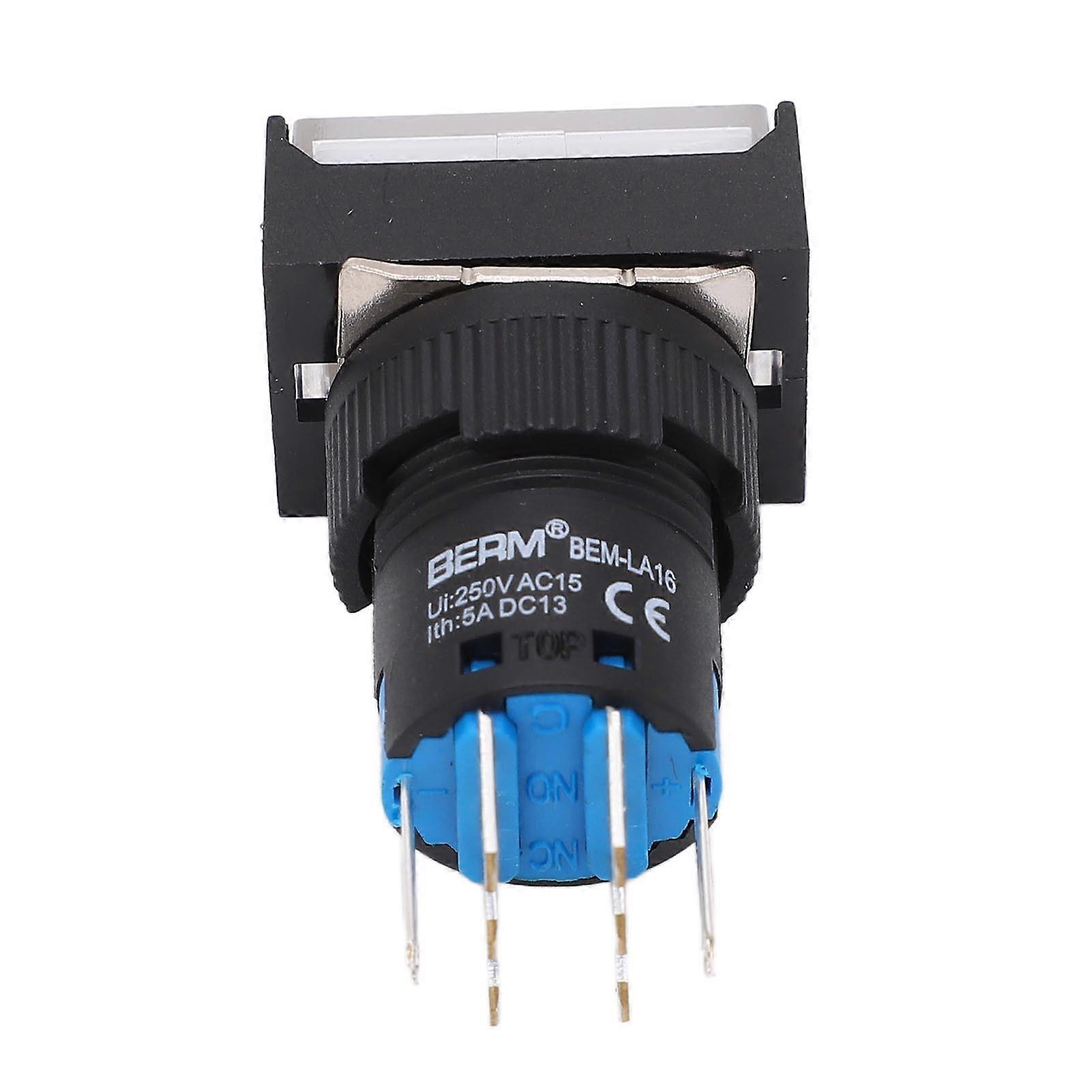 25pcs Industrial Push Button Switch Self-locking with Indicator Light AC 220V for Machine Tools