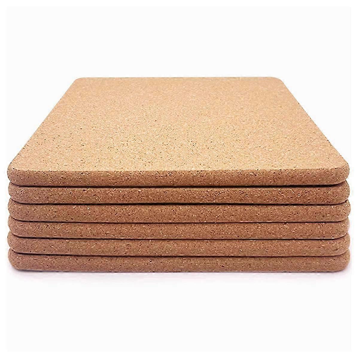 Multifunctional cork trivets 6 pcs 8 inch square high density thick