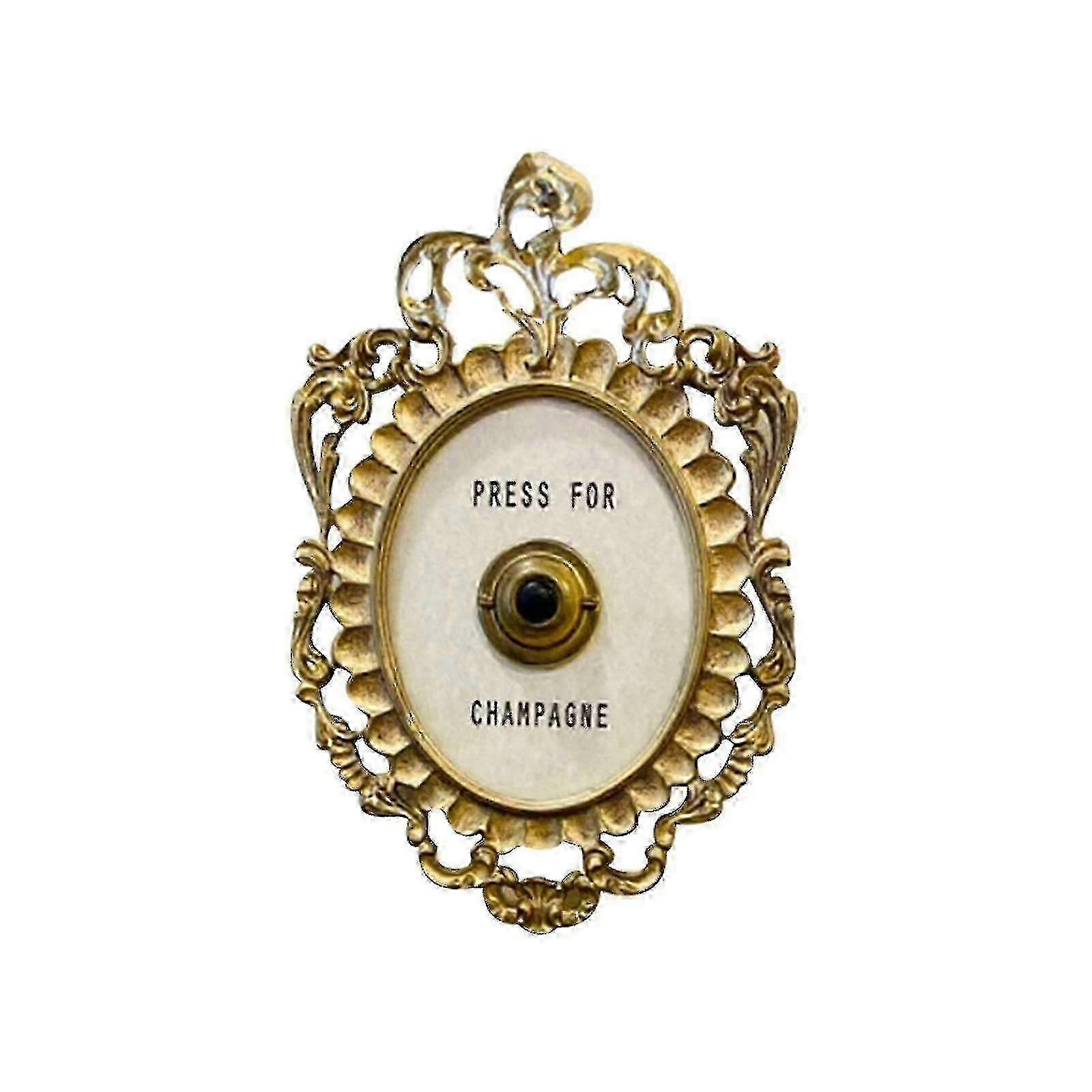 خمر الشمبانيا جرس الباب الدائري لافتة - الذهب الأبيض الراتنج الباب ديكور الجرس - 9x5.5 بوصة مدخل أنيق