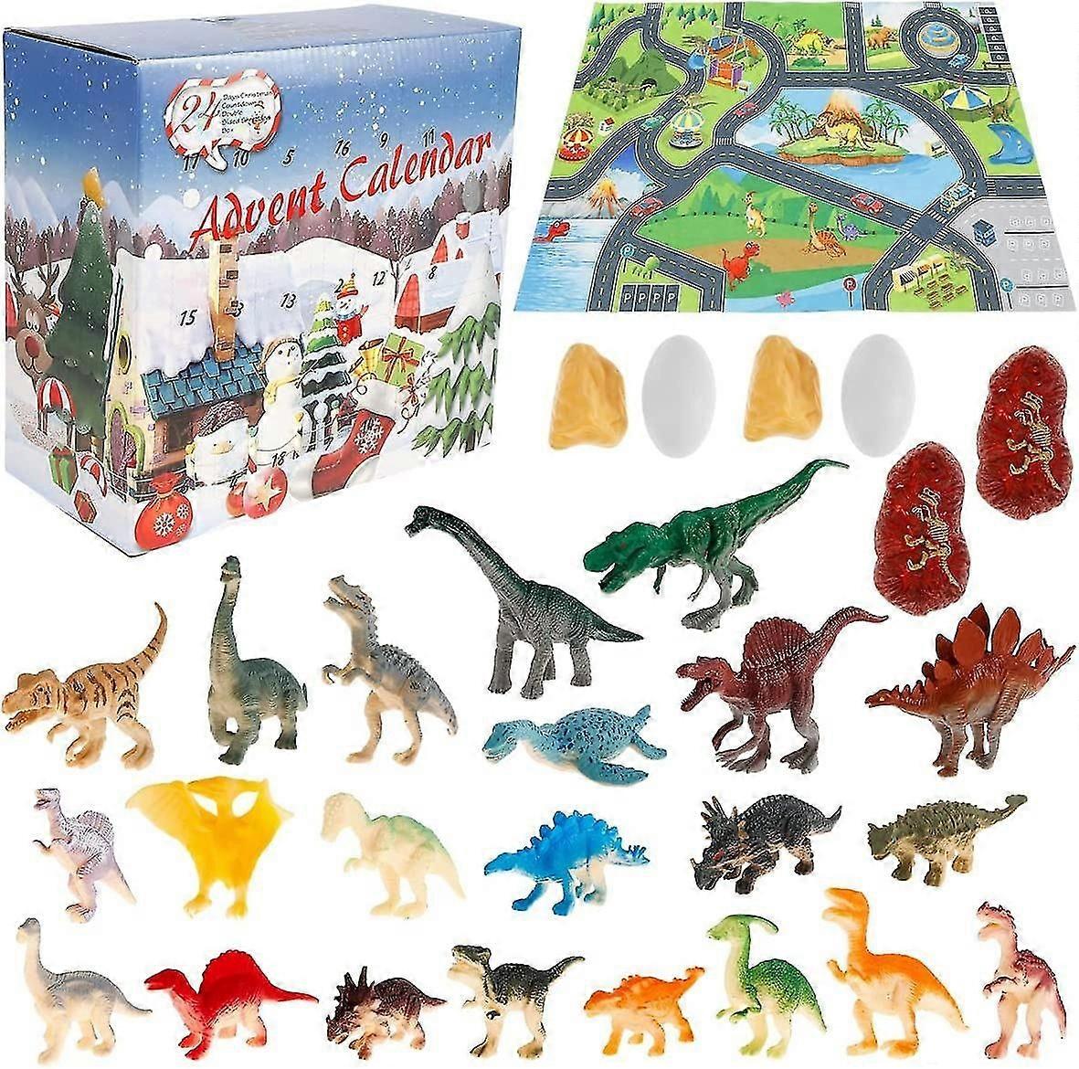 Dinosaur Clay Identification Card Blind Box, Click And Play Toy Car, Triceratops Telescopic Tube Extrusion Countdown Calendar