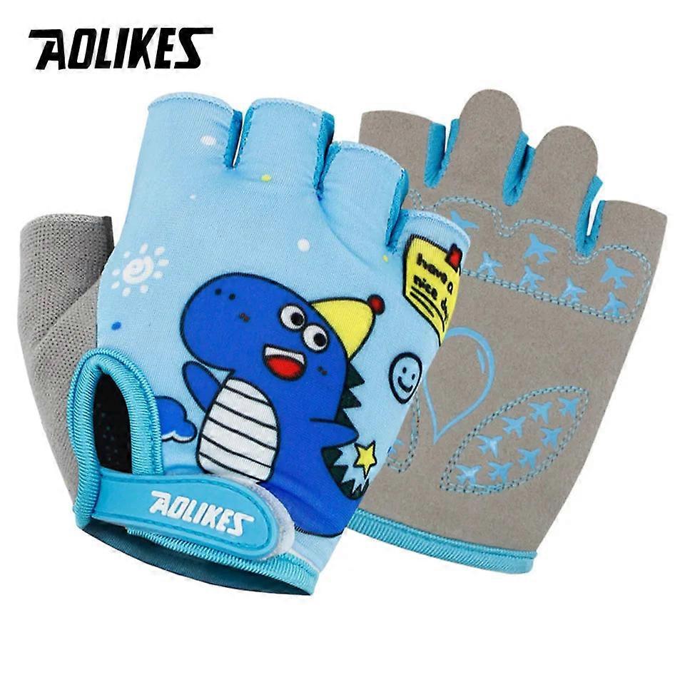 Kids Half Finger Cycling Gloves For Biking, Skating, Sports - Child Mtb Gloves