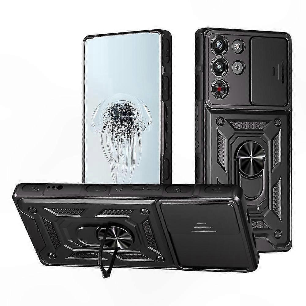 Protective Case for ZTE RedMagic 10 Pro 5G with Slide Camera Cover and Kickstand Hybrid PC TPU Phone Shell