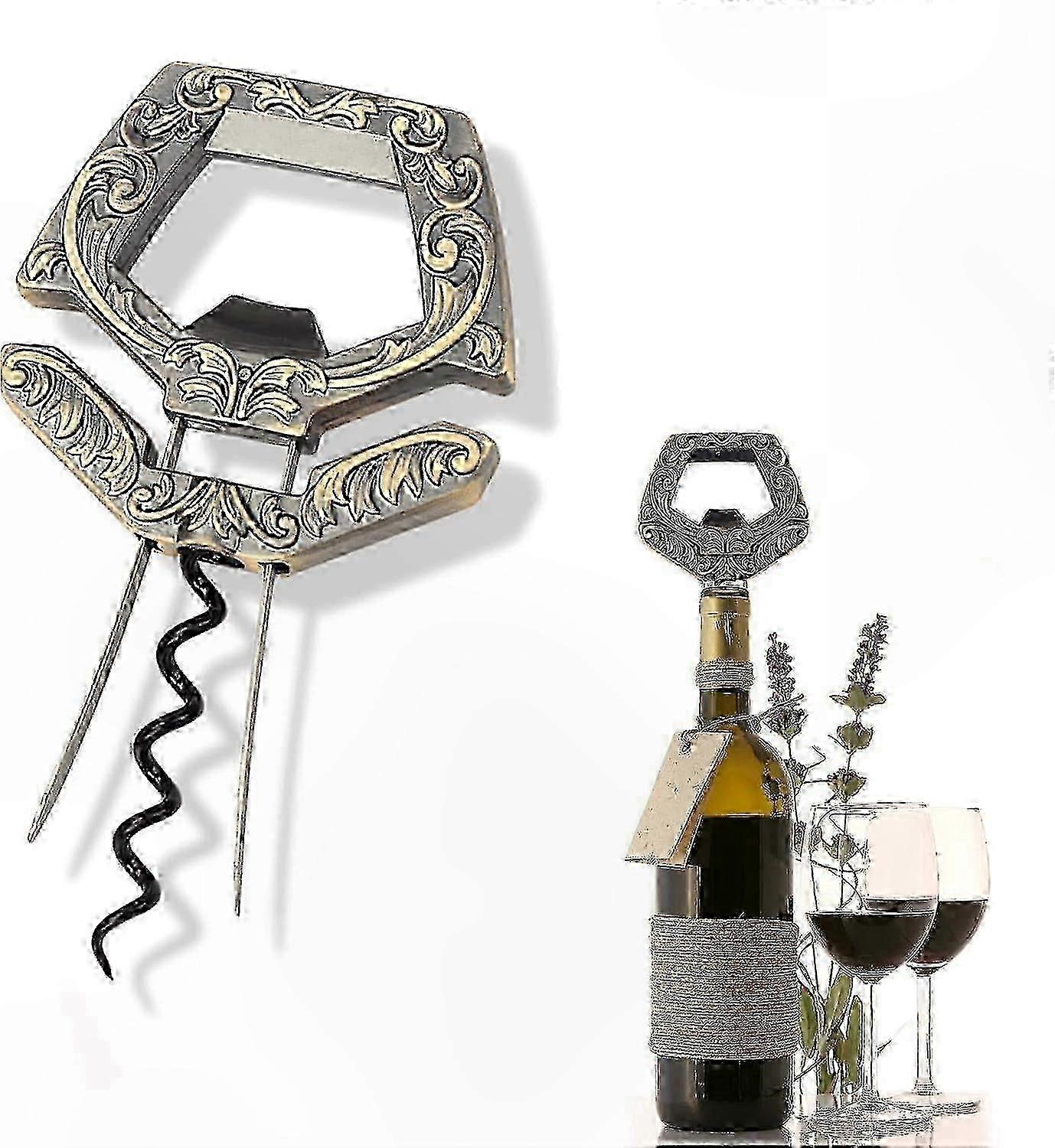 3-in-1 Wine Opener and Cork Remover for Effortless Extraction of Aged or Delicate Corks by Enthusiasts