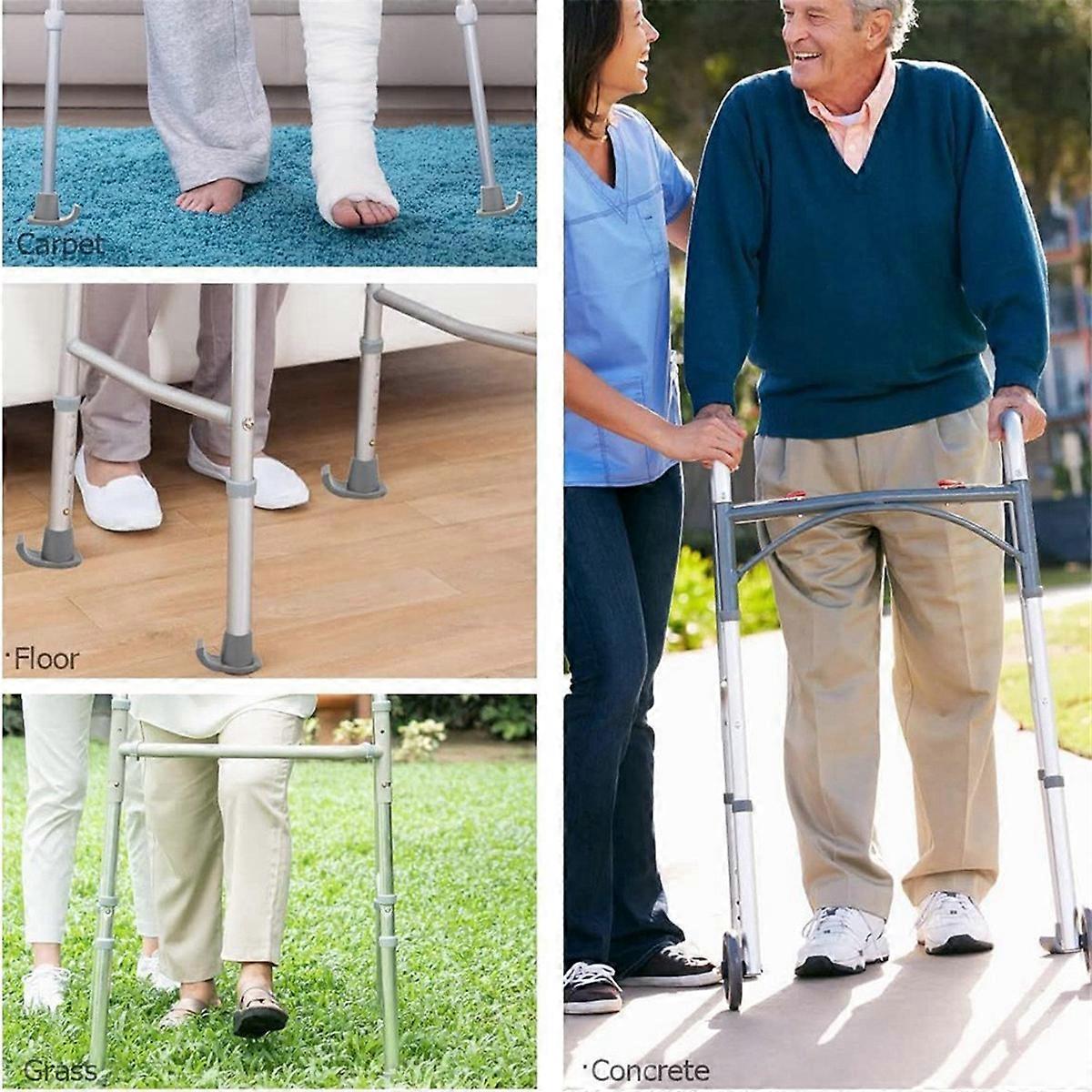 Ski Glides, Universal Foot Pads for Folding Walkers, Rubber Mobility Aids, Replacement Glide Caps f