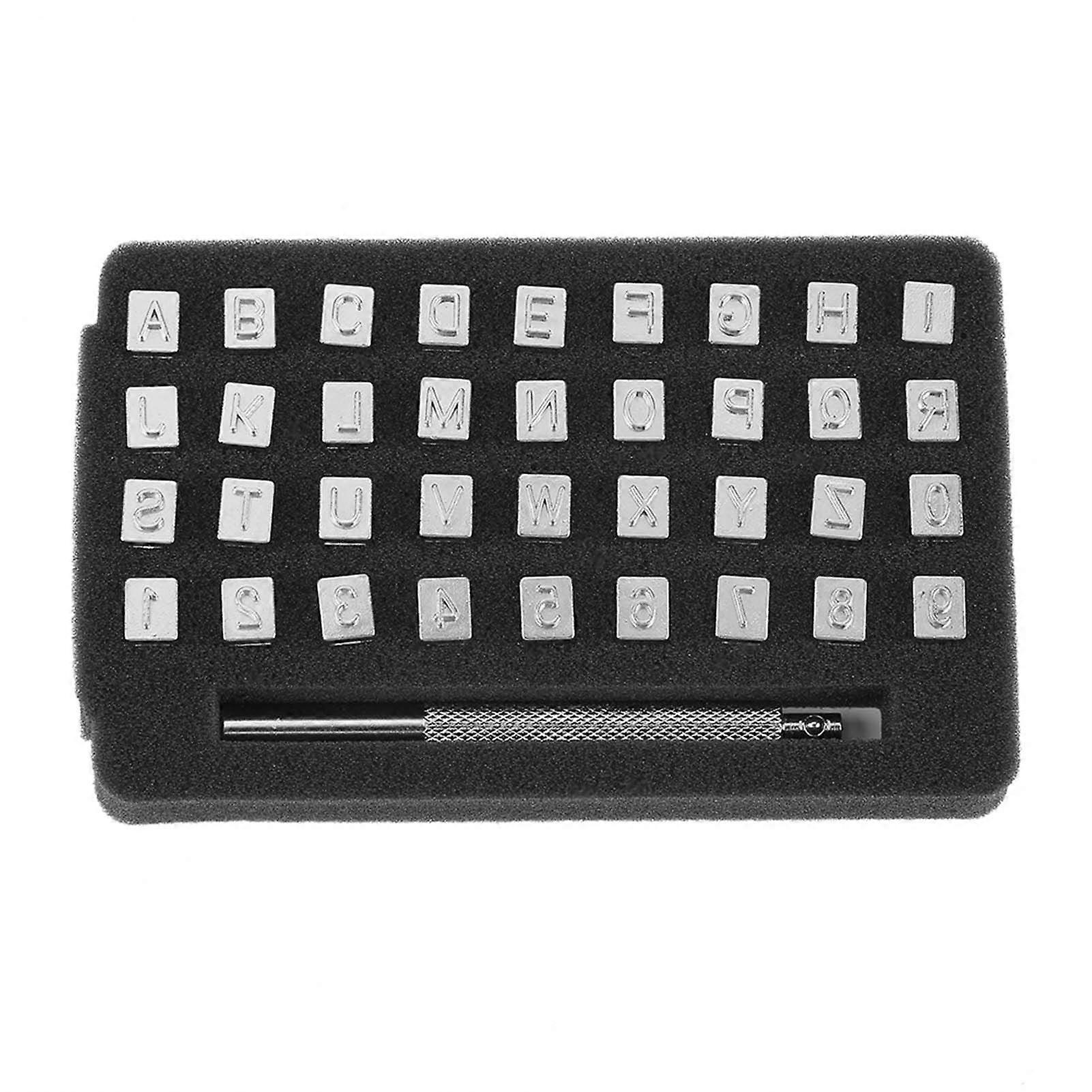36Pcs Steel Letter Number Leather Stamper Punching Tool for DIY Leather Craft Printing 6mm