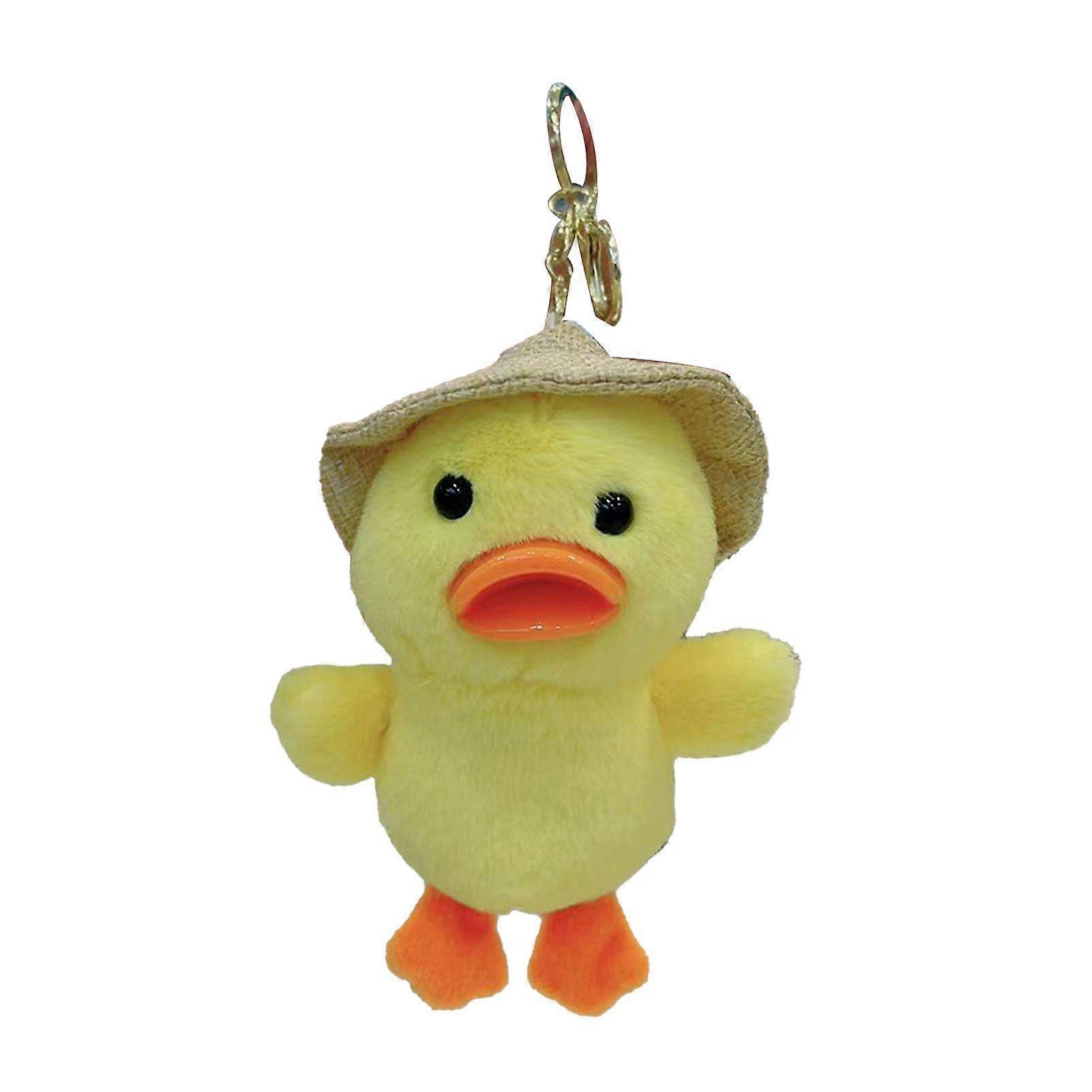 Plush Duck Keychain Cute Fine Workmanship Soft Stuffed Duck Keychain Pendant for Bag Backpack Hat Style with Gold Buckle