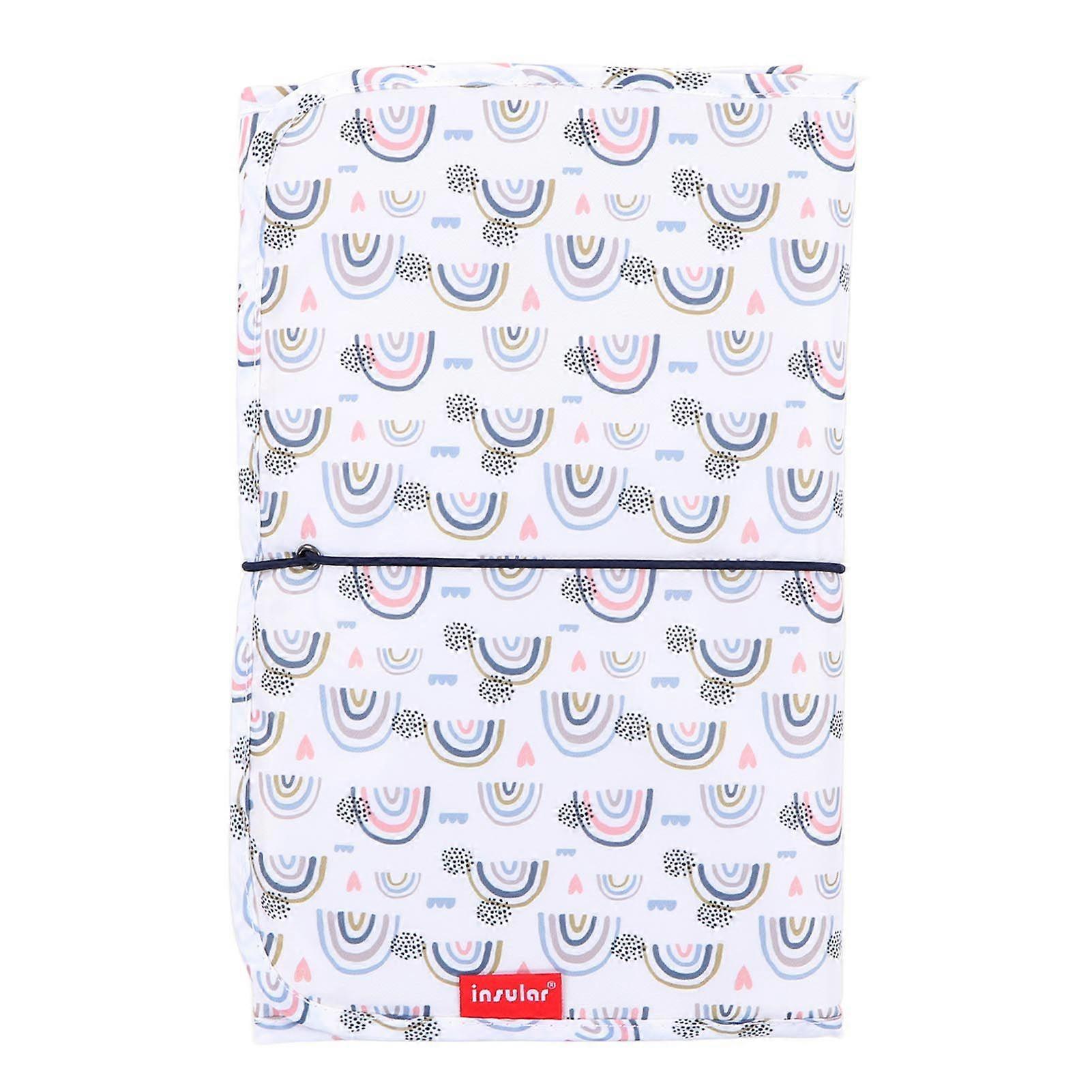 Portable Diaper Changing Pad Nylon Comfortable Multifunctional Waterproof Baby Changing Pad for Travel Home White Rainbow