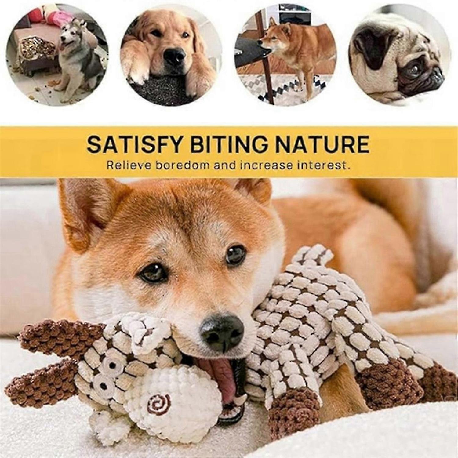 Dog Toys, Immortal Squeaker Plush Toy for Aggressive Chewers, A