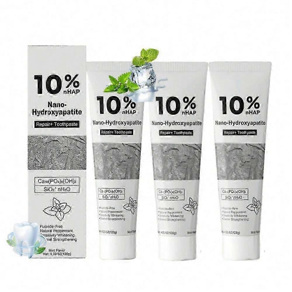 10% nHAP ナノハイドロキシアパタイト歯磨き粉フッ化物フリーエナメル質修理ホワイトニング歯磨き粉、クールミントフレッシュブレス