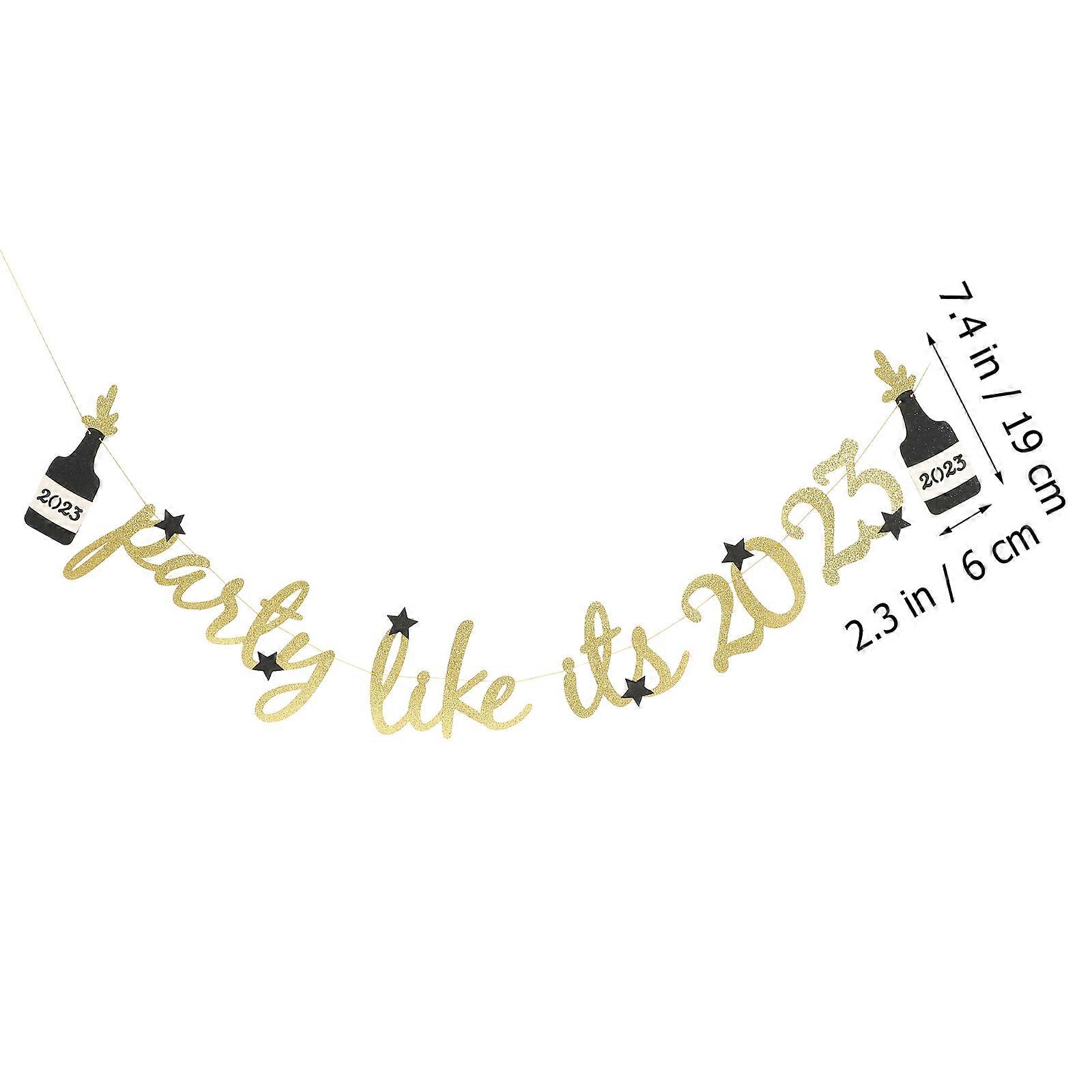 Golden Party 2023 Banner Hanging Decor 3Pcs for New Year Photo Prop