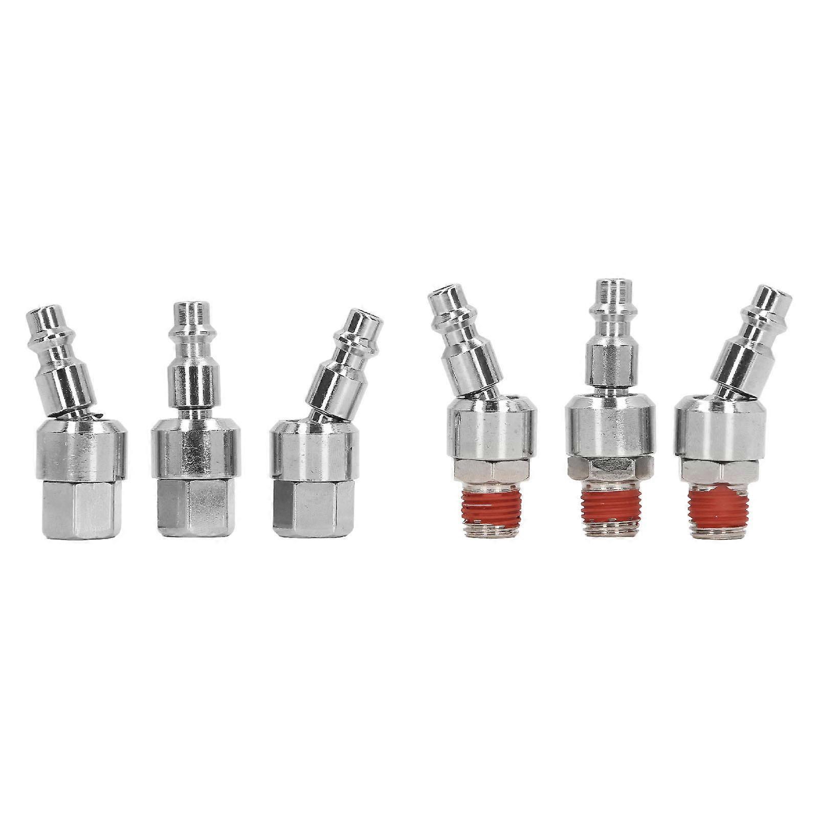 Raccords de tuyau d'air 6 pièces 1/4 pouce NPT, coupleur d'air pivotant à 360 degrés, fiches mâles à connexion rapide en acier inoxydable