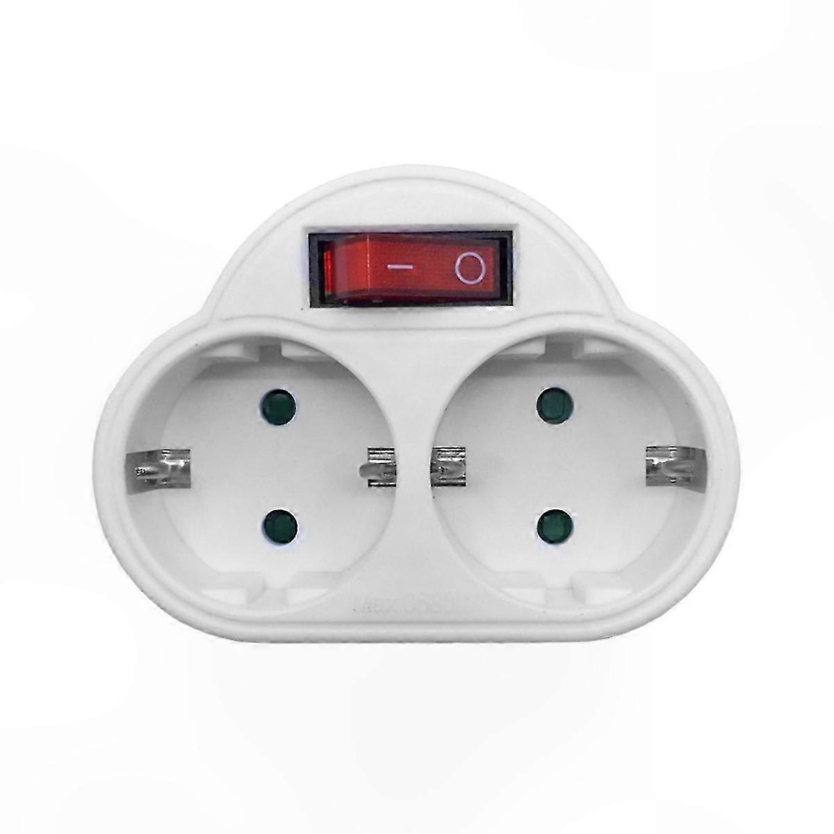 Dual Socket Power Adapter with Switch, 250V 16A Multi Plug Converter for EU Standard Outlets